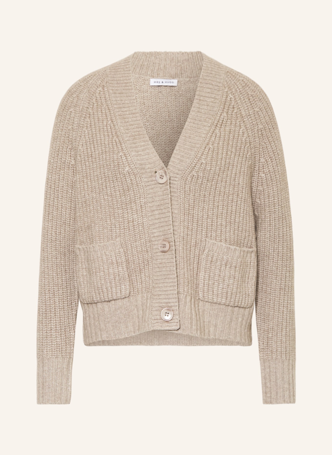 MRS & HUGS Cardigan with glitter thread, Color: BEIGE/ GOLD (Image 1)