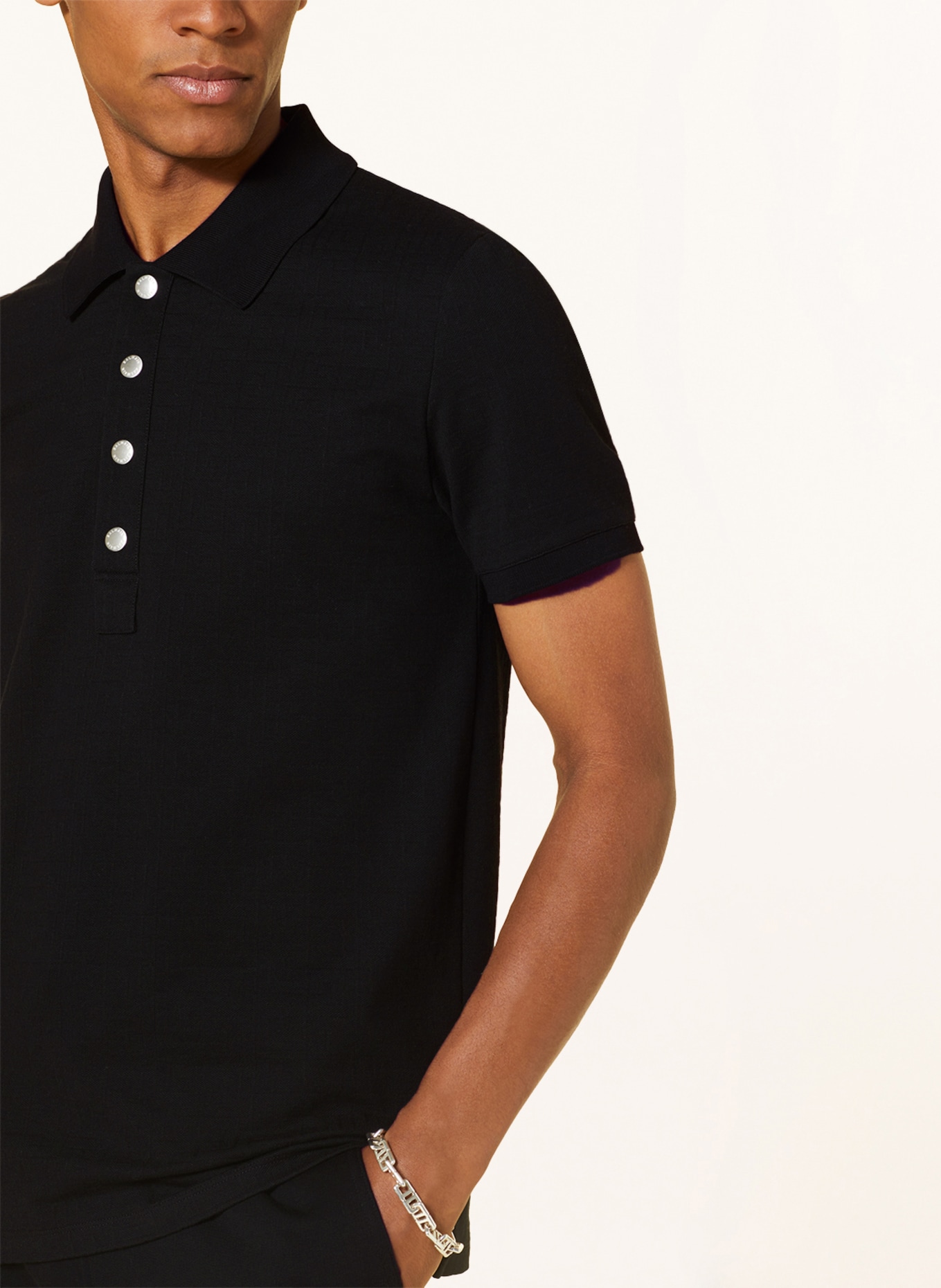BALMAIN Piqué polo shirt, Color: BLACK (Image 4)