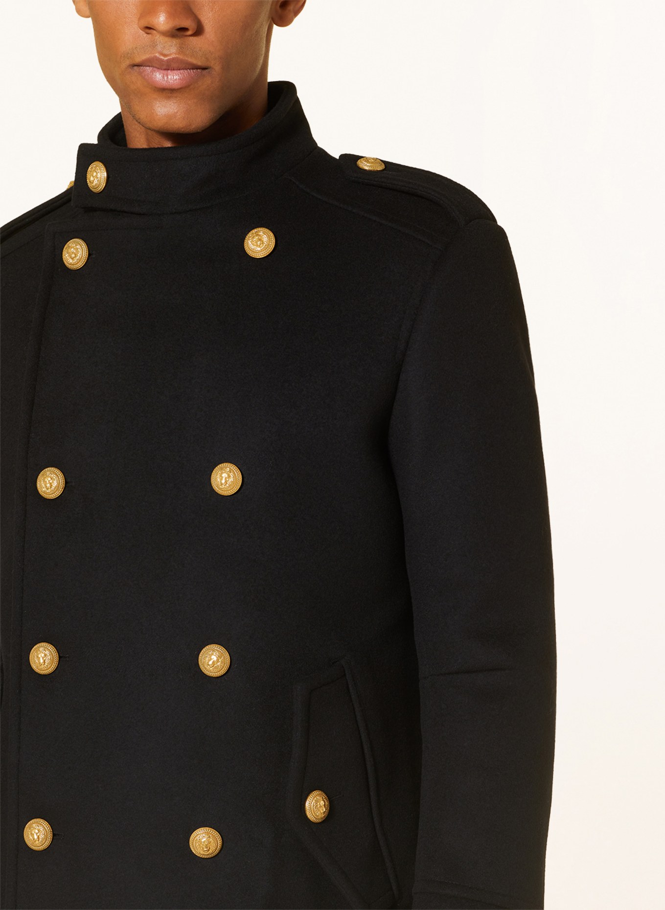 BALMAIN Pea coat, Color: BLACK (Image 4)