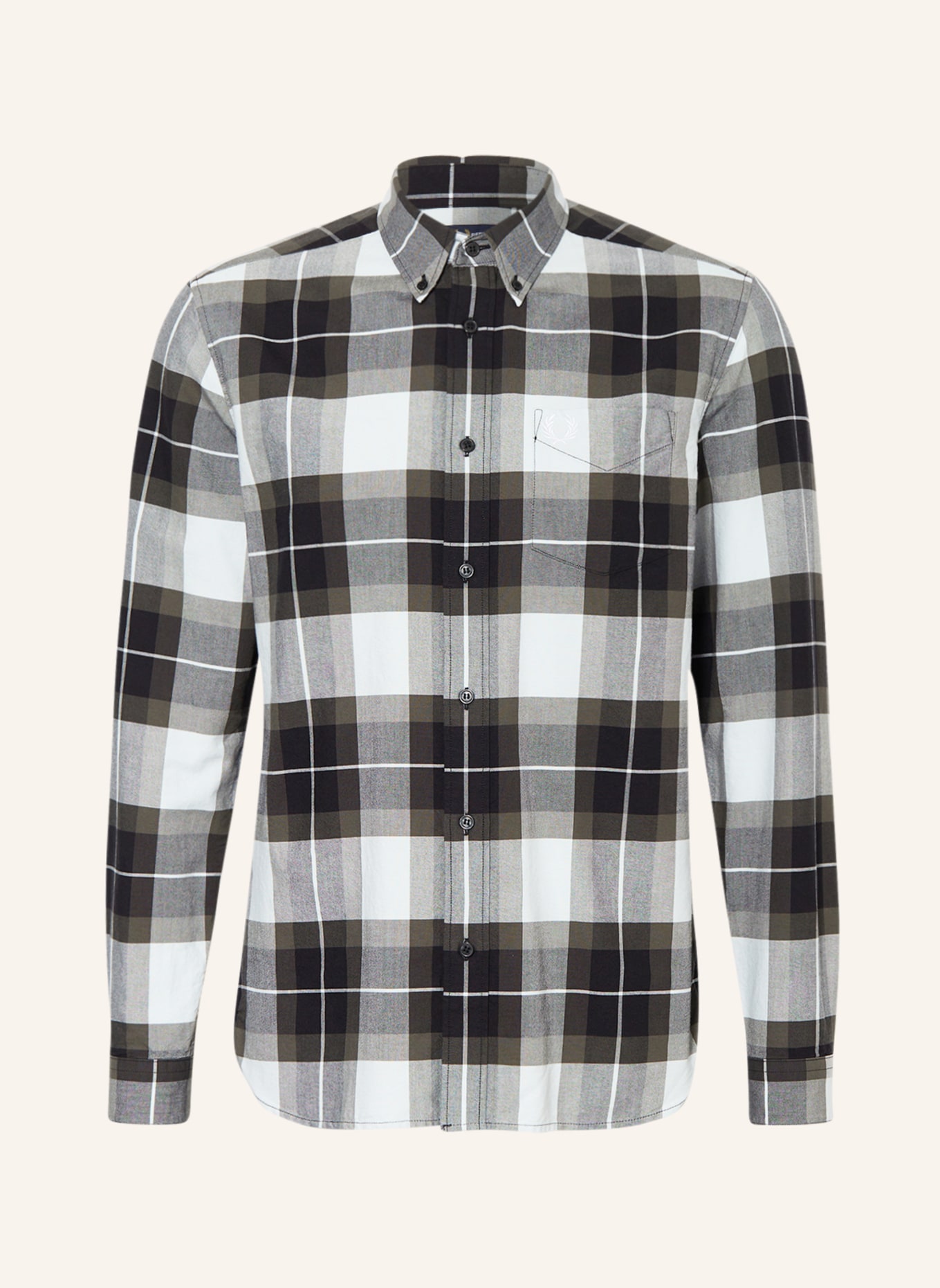 FRED PERRY Shirt regular fit, Color: BLACK/ GREEN/ LIGHT GRAY (Image 1)