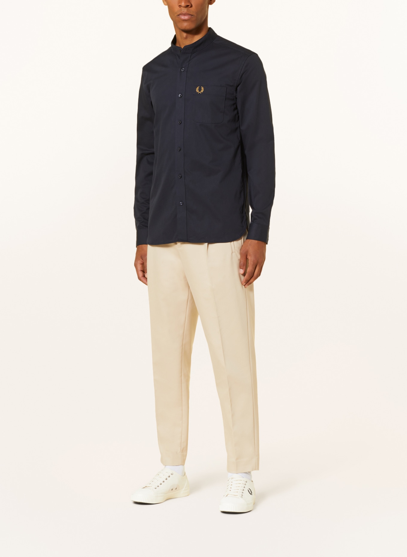 FRED PERRY Shirt slim fit with stand-up collar, Color: DARK BLUE (Image 2)