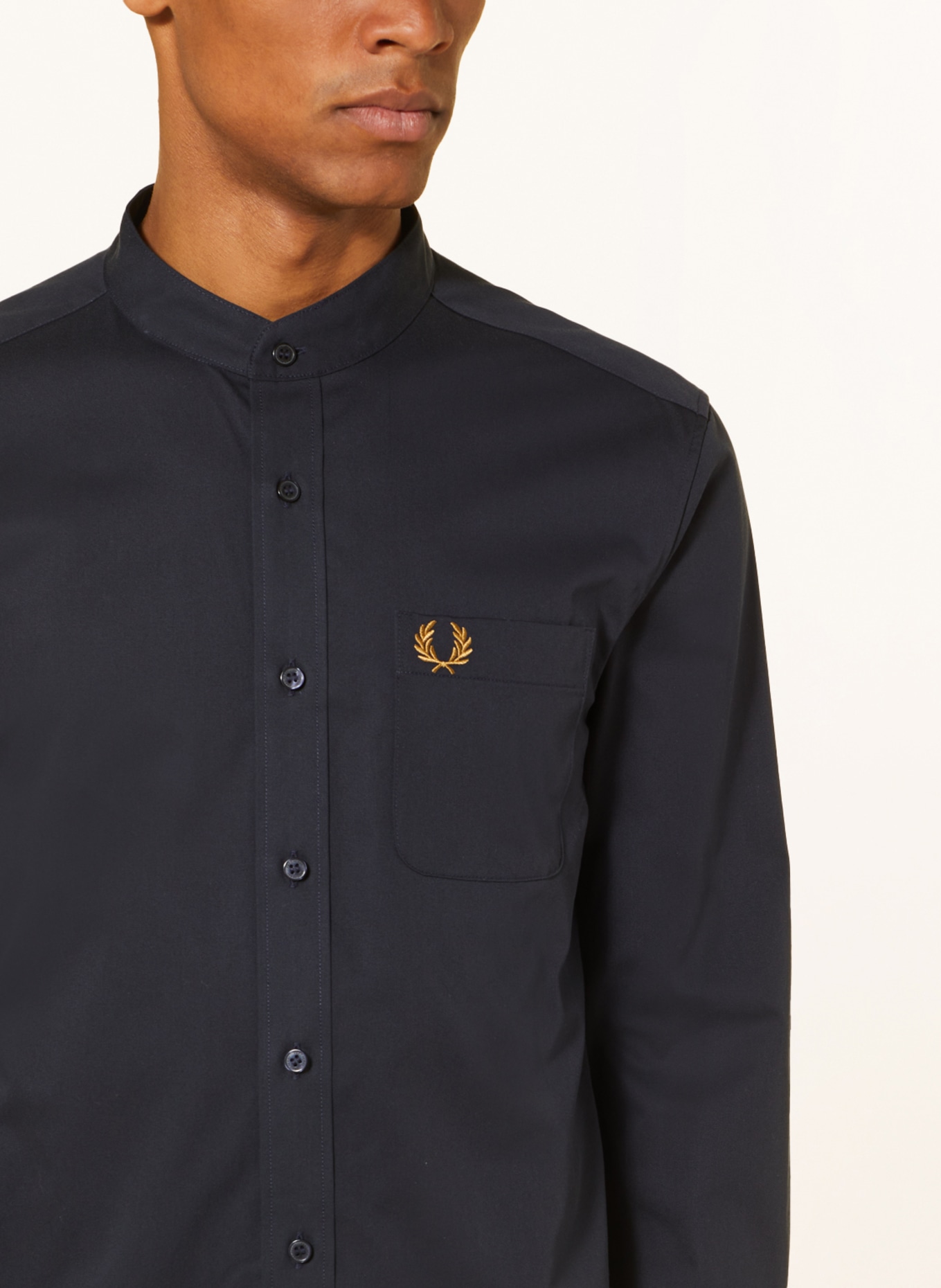 FRED PERRY Shirt slim fit with stand-up collar, Color: DARK BLUE (Image 4)