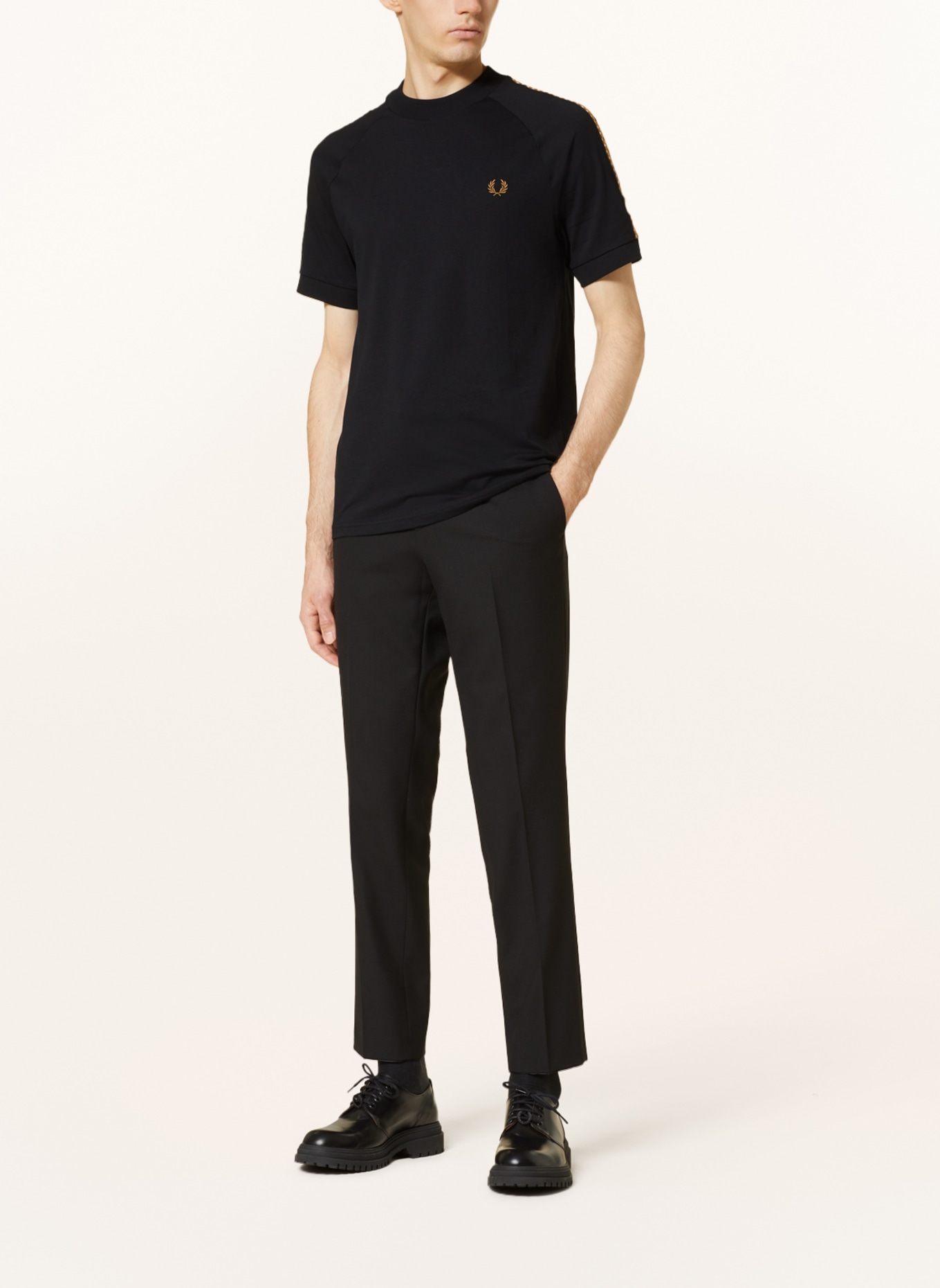 FRED PERRY T-shirt with tuxedo stripes, Color: BLACK (Image 2)
