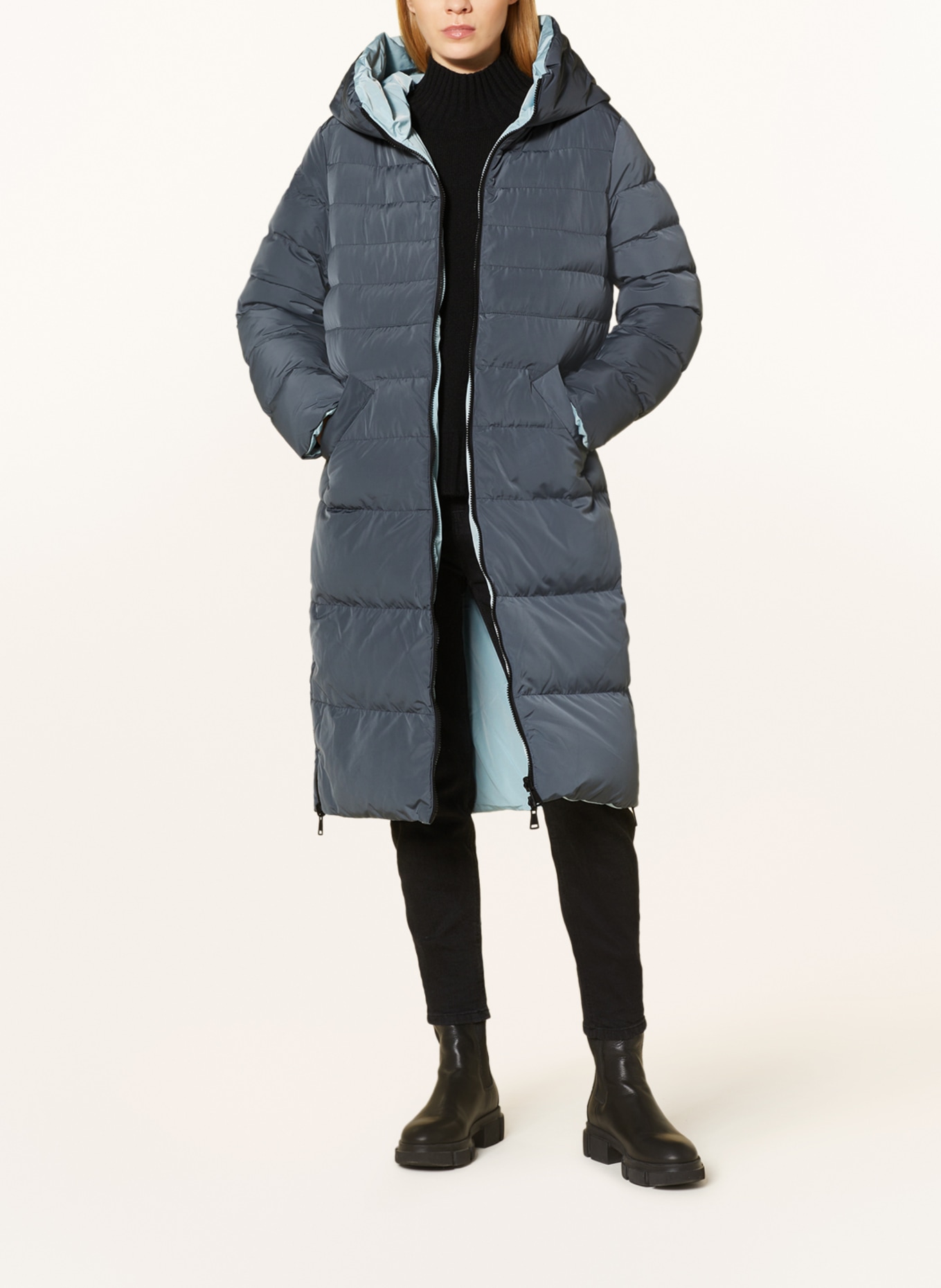 RINO & PELLE Quilted coat KEILA reversible, Color: BLUE GRAY (Image 3)