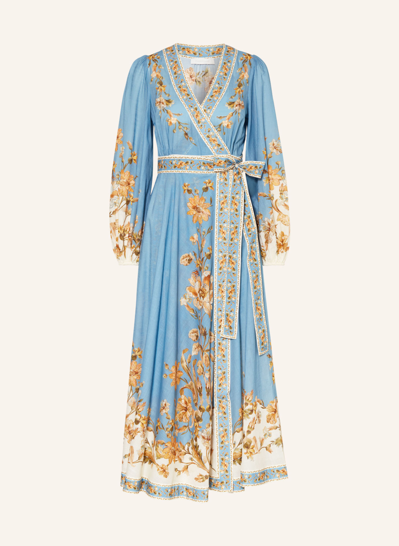 ZIMMERMANN Sukienka kopertowa CHINTZ, Kolor: JASNONIEBIESKI/ CIEMNOŻÓŁTY (Obrazek 1)