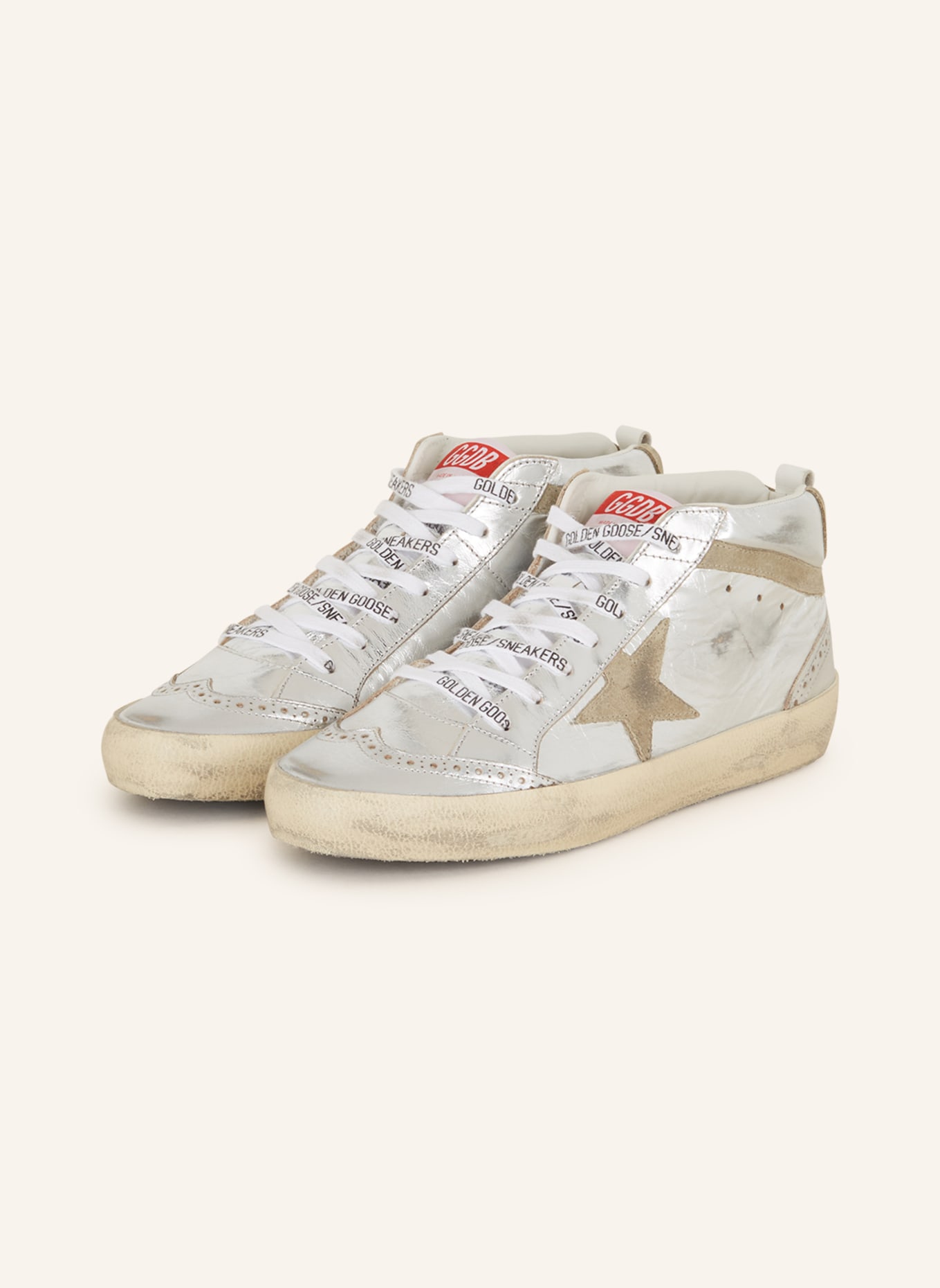 GOLDEN GOOSE Sneakers MID STAR, Color: SILVER/ TAUPE (Image 1)