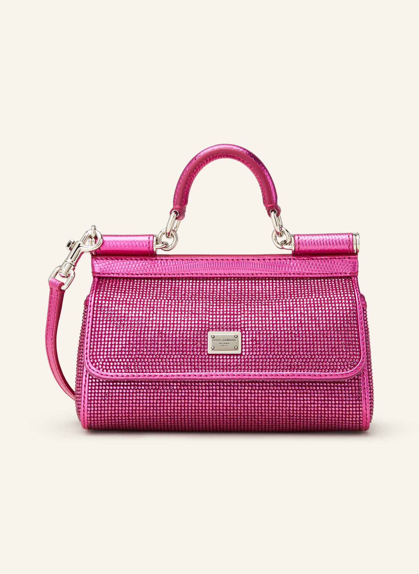 DOLCE & GABBANA Handbag SICILY SMALL with decorative gems, Color: FUCHSIA (Image 1)