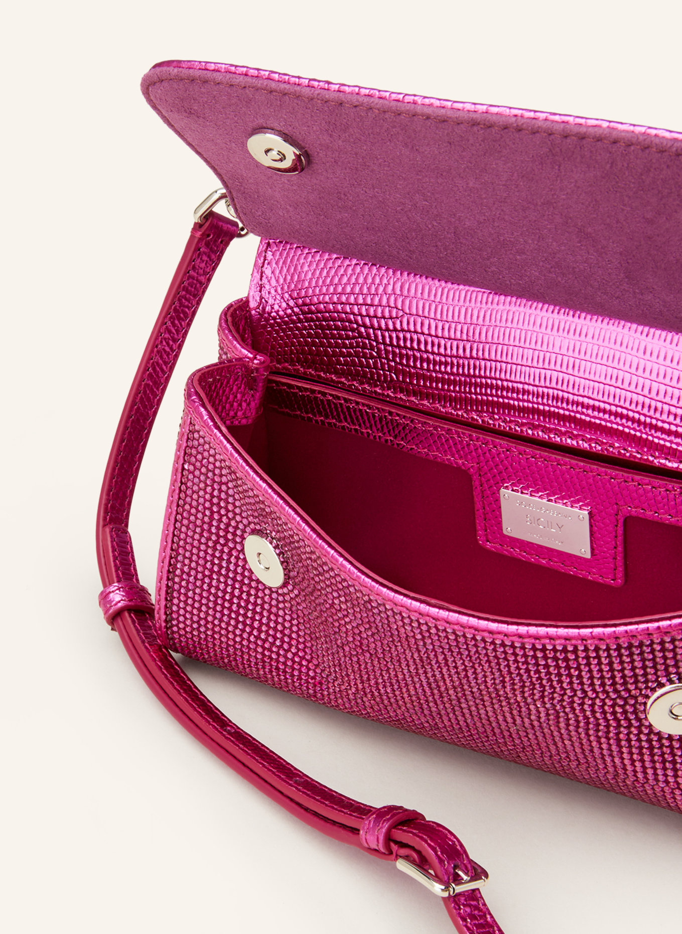 DOLCE & GABBANA Handbag SICILY SMALL with decorative gems, Color: FUCHSIA (Image 3)