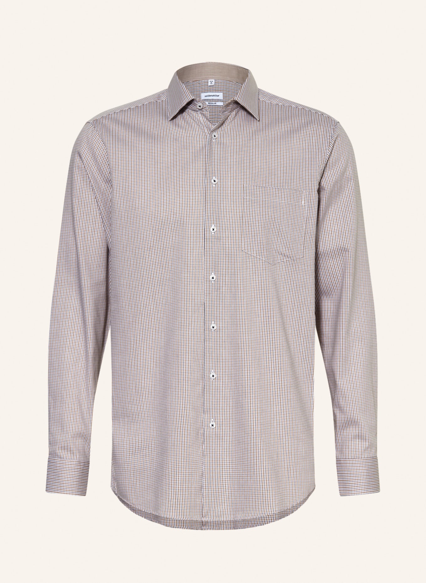 seidensticker Shirt regular fit, Color: BEIGE/ WHITE/ DARK BLUE (Image 1)