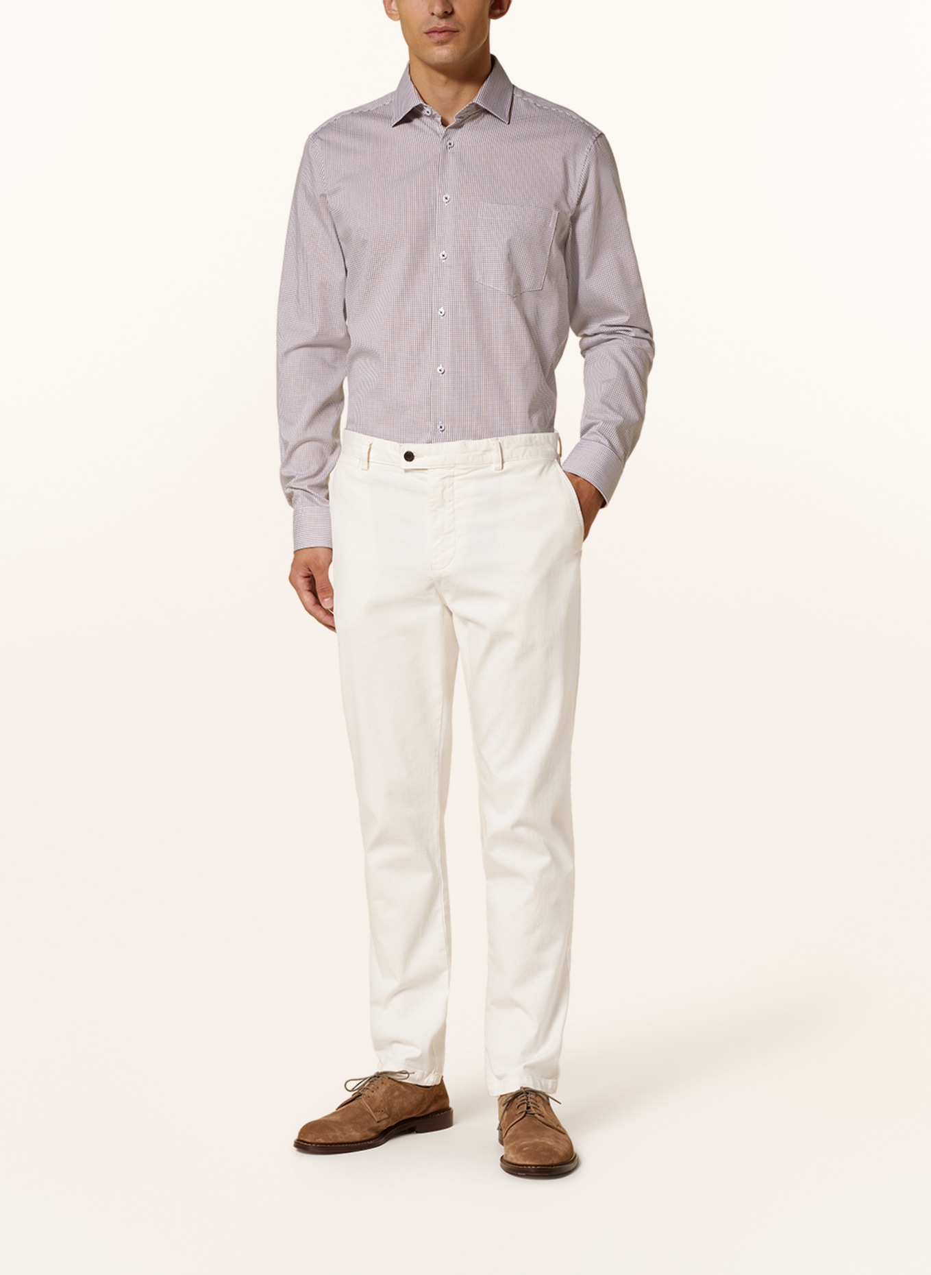 seidensticker Shirt regular fit, Color: BEIGE/ WHITE/ DARK BLUE (Image 2)