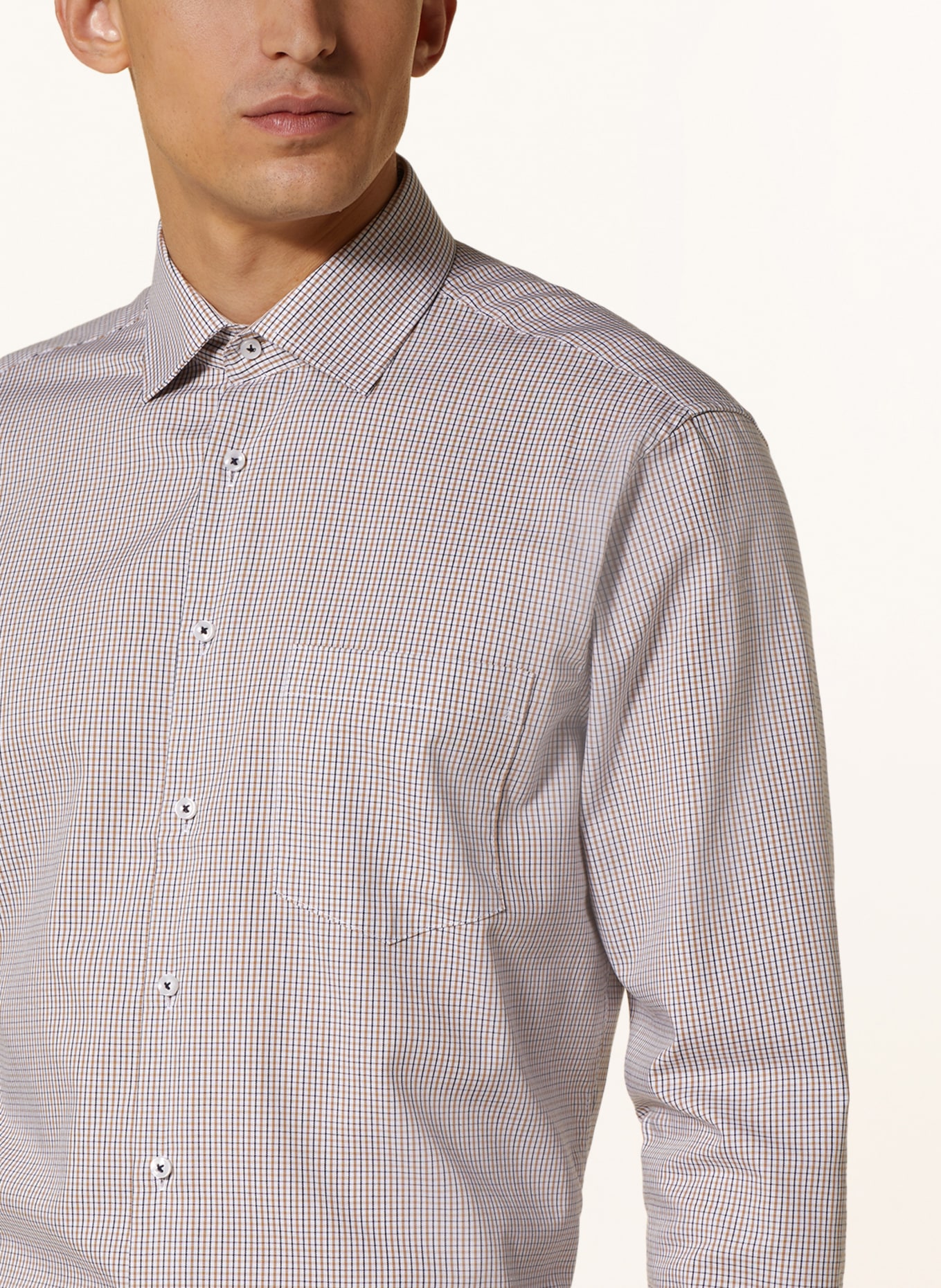 seidensticker Shirt regular fit, Color: BEIGE/ WHITE/ DARK BLUE (Image 4)