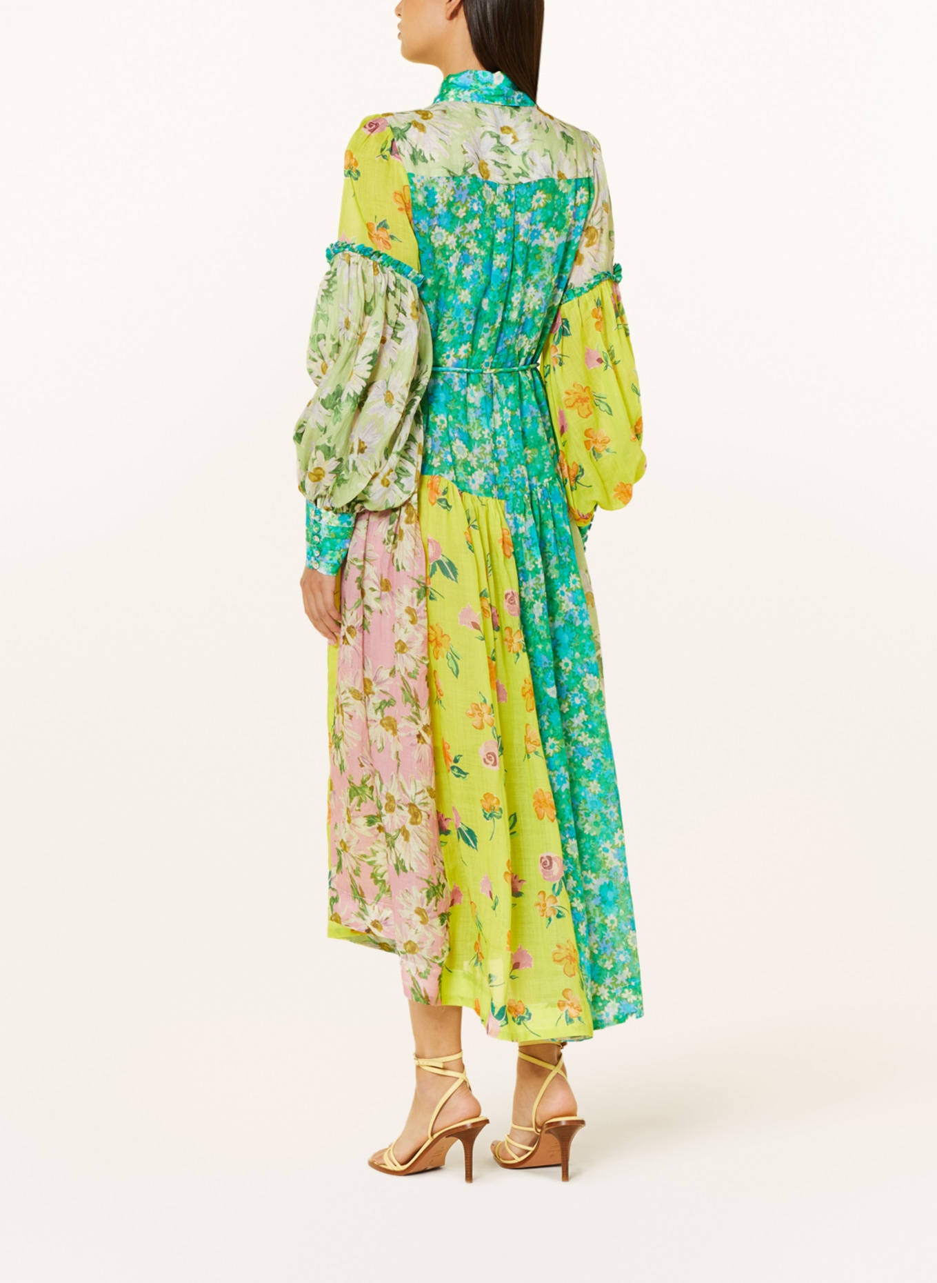 ALÉMAIS Shirt dress with ruffles, Color: PINK/ GREEN/ BLUE (Image 3)