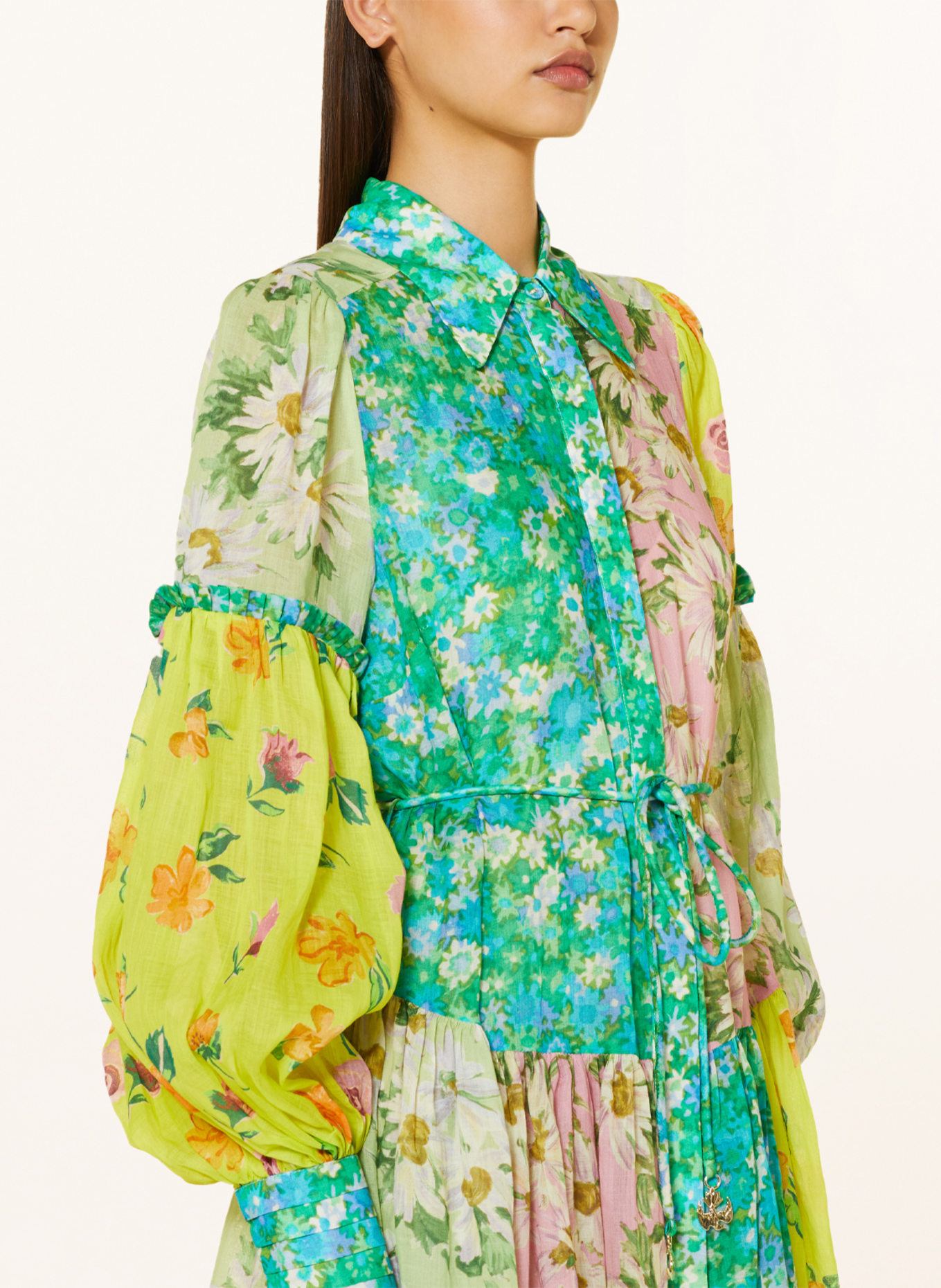 ALÉMAIS Shirt dress with ruffles, Color: PINK/ GREEN/ BLUE (Image 4)