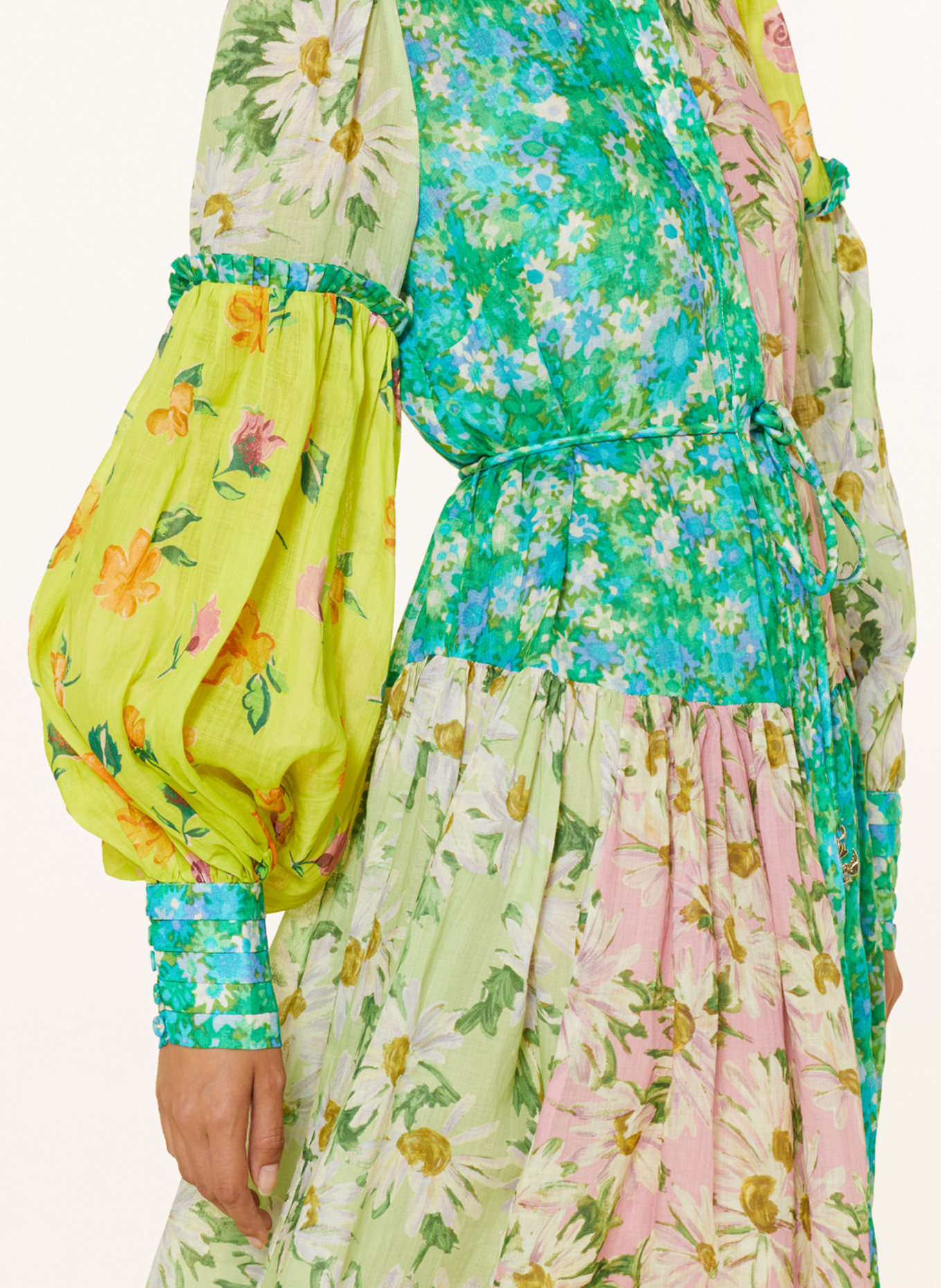 ALÉMAIS Sukienka koszulowa z falbankami, Kolor: MOCNORÓŻOWY/ ZIELONY/ NIEBIESKI (Obrazek 5)