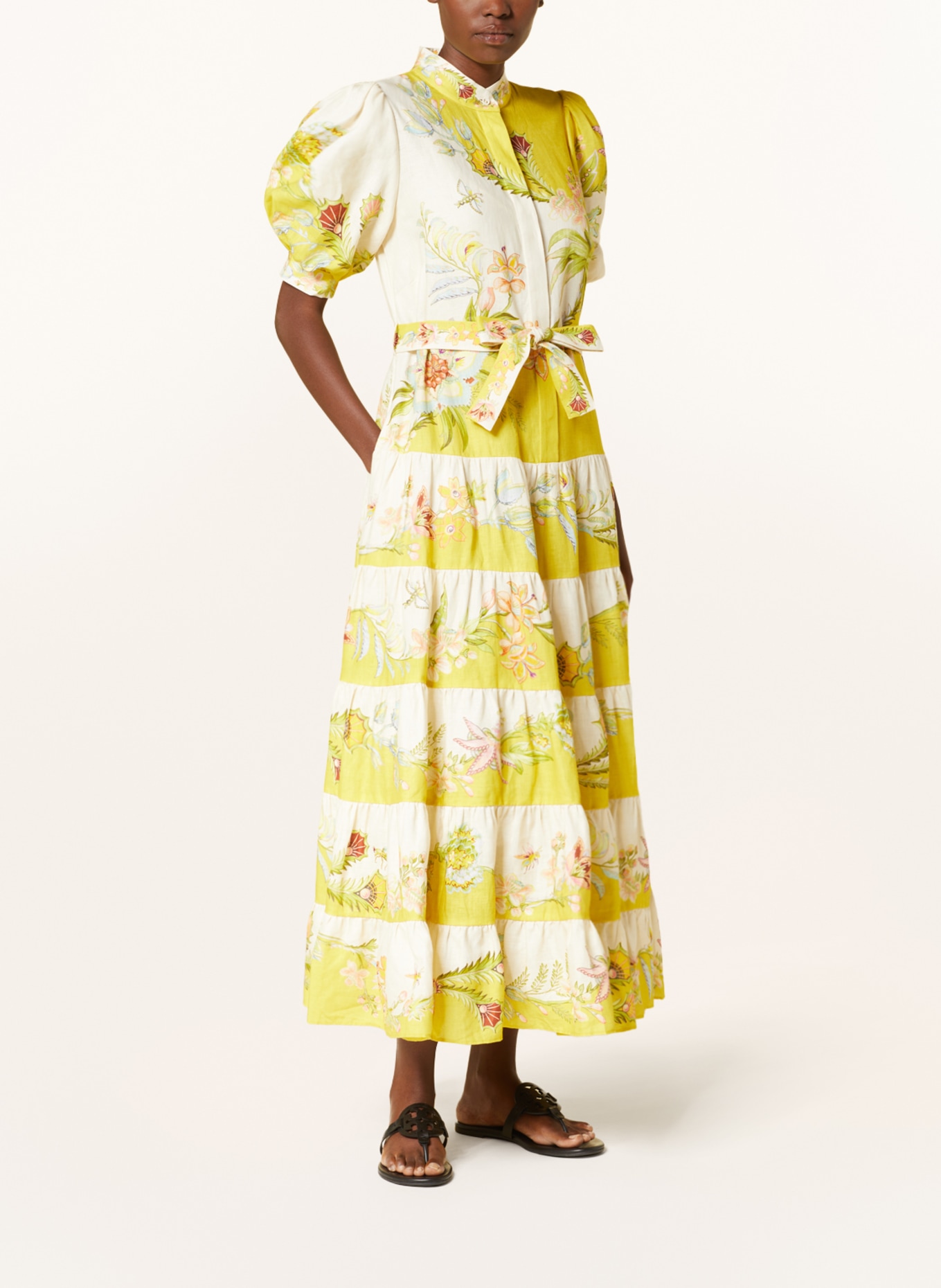 ALÉMAIS Linen dress, Color: YELLOW/ LIGHT GREEN/ PINK (Image 2)
