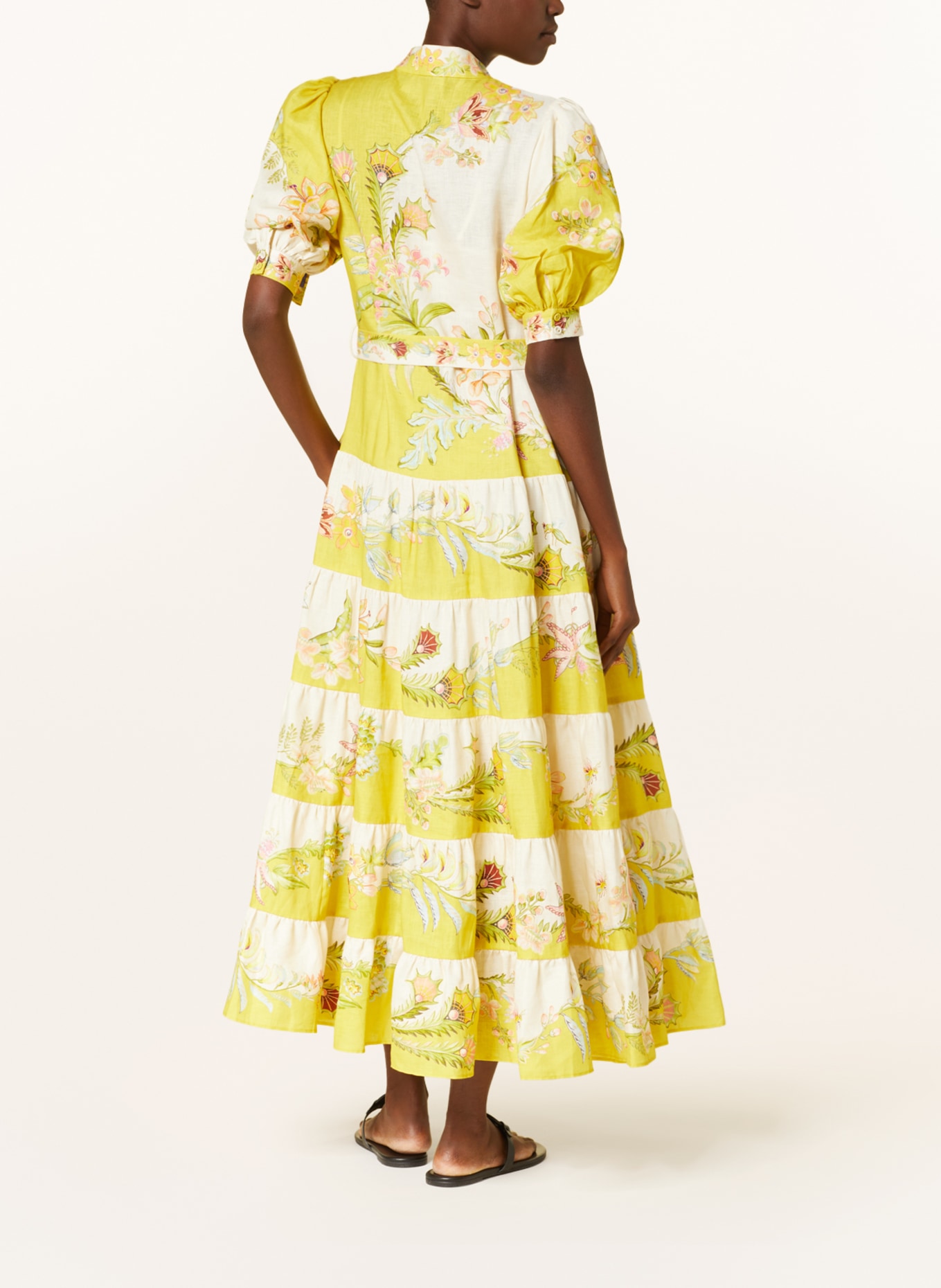 ALÉMAIS Linen dress, Color: YELLOW/ LIGHT GREEN/ PINK (Image 3)