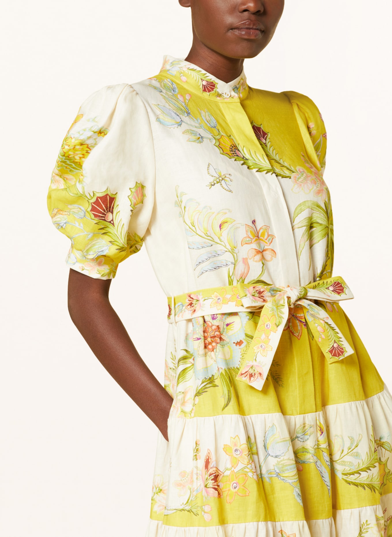 ALÉMAIS Linen dress, Color: YELLOW/ LIGHT GREEN/ PINK (Image 4)