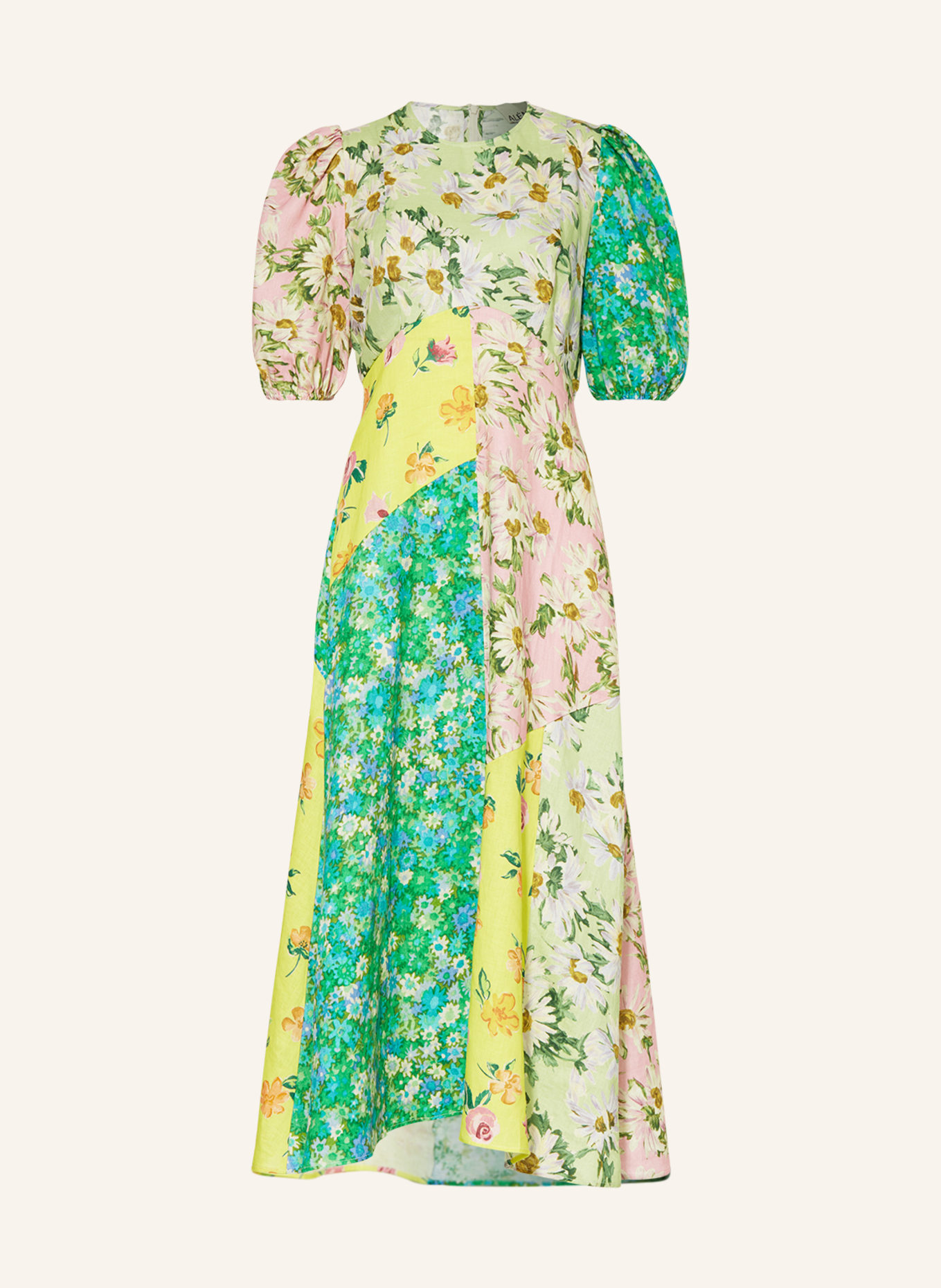 ALÉMAIS Linen dress, Color: GREEN/ YELLOW/ PINK (Image 1)