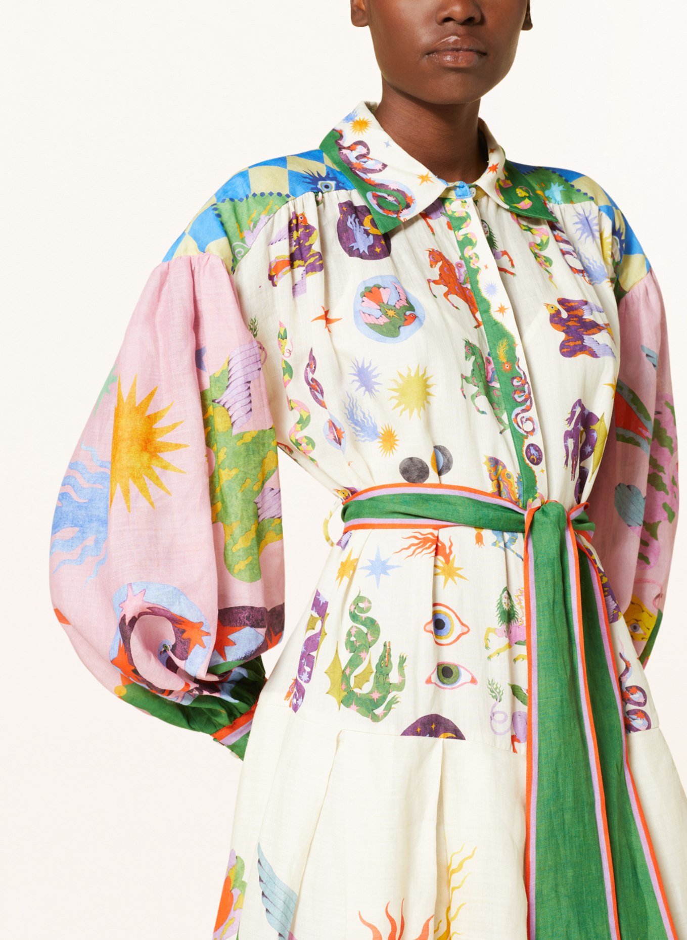 ALÉMAIS Shirt dress in linen, Color: PINK/ GREEN/ PURPLE (Image 4)