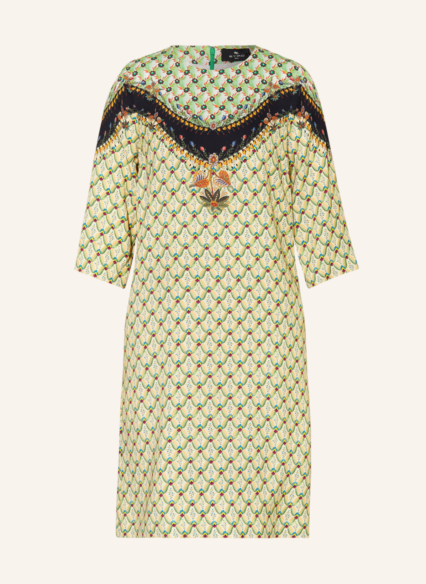 ETRO Kleid mit 3/4-Arm, Farbe: GRÜN/ SCHWARZ/ GELB (Bild 1)