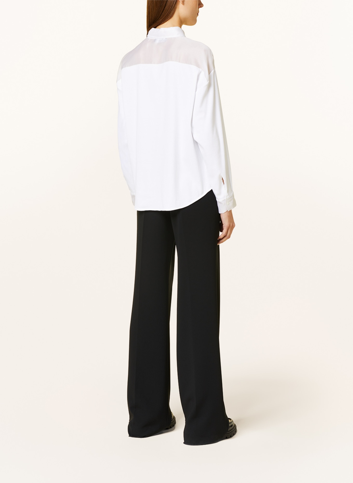 FABIANA FILIPPI Shirt blouse in mixed materials with decorative gems, Color: WHITE (Image 3)