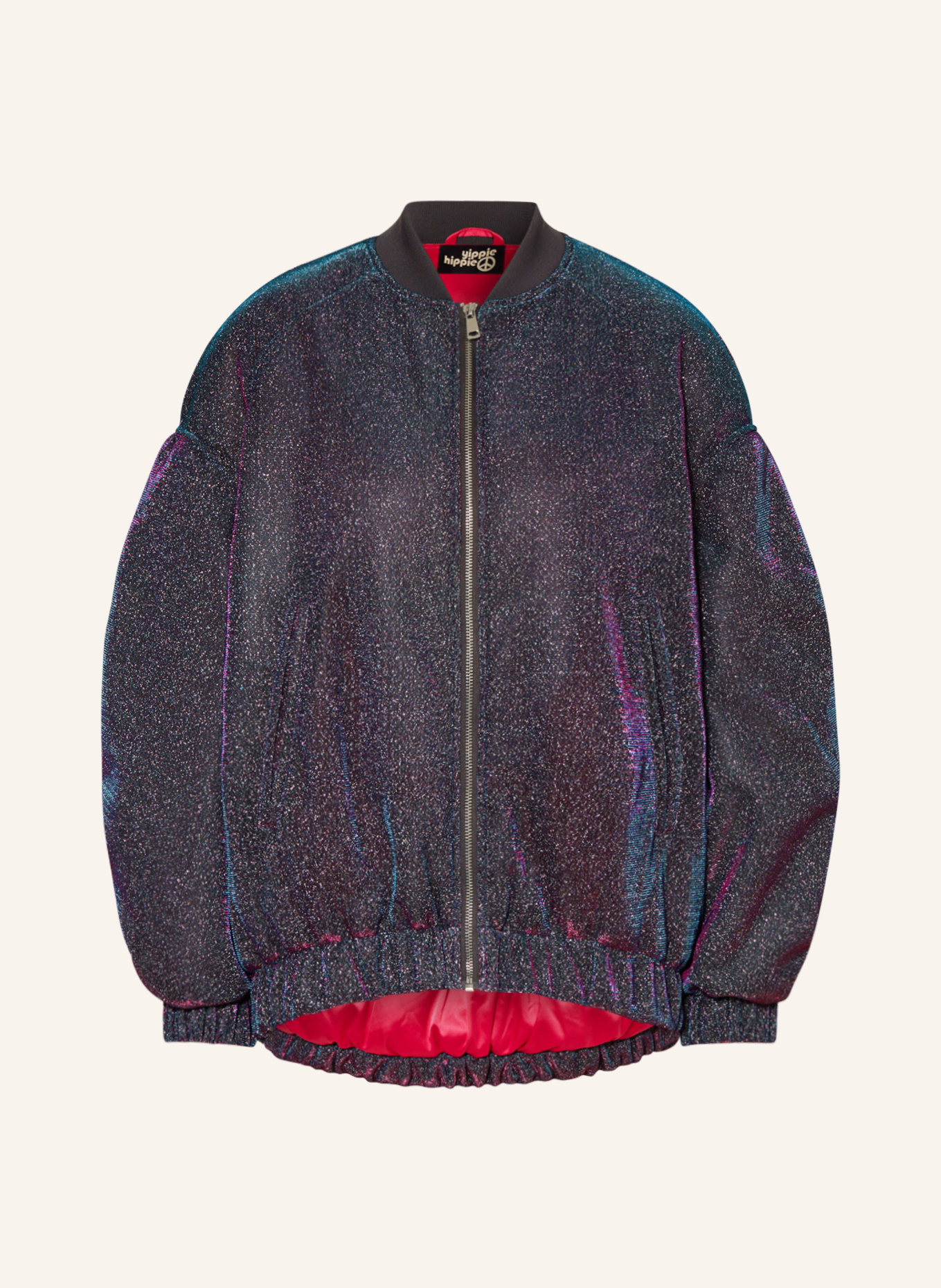 yippie hippie Oversized blouson with glitter thread, Color: DARK BLUE/ PINK/ SILVER (Image 1)