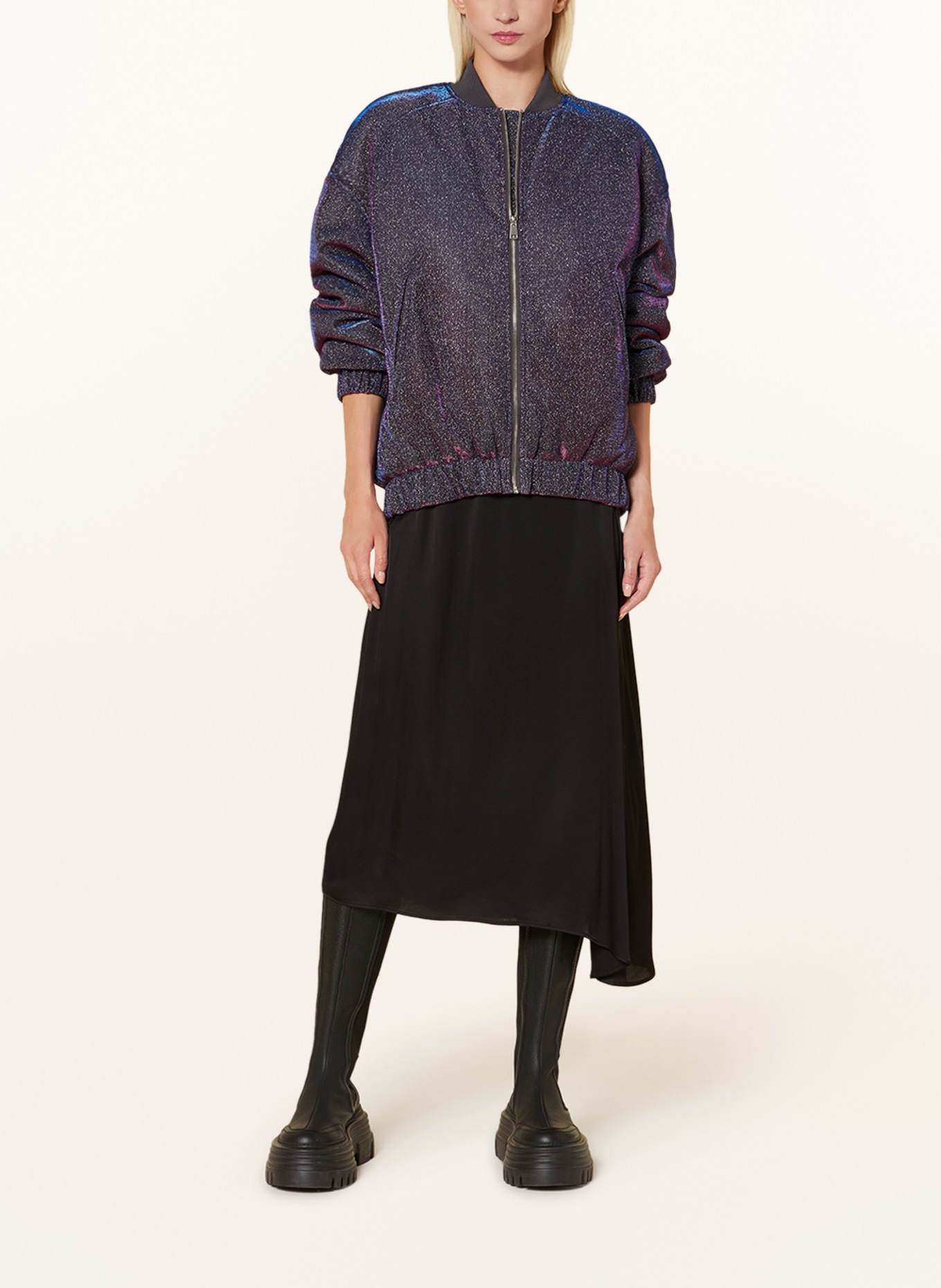 yippie hippie Oversized blouson with glitter thread, Color: DARK BLUE/ PINK/ SILVER (Image 2)