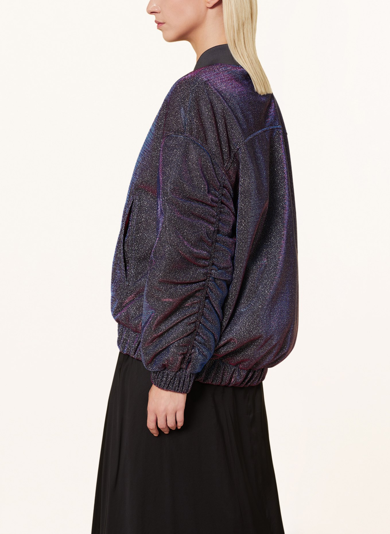 yippie hippie Oversized blouson with glitter thread, Color: DARK BLUE/ PINK/ SILVER (Image 4)