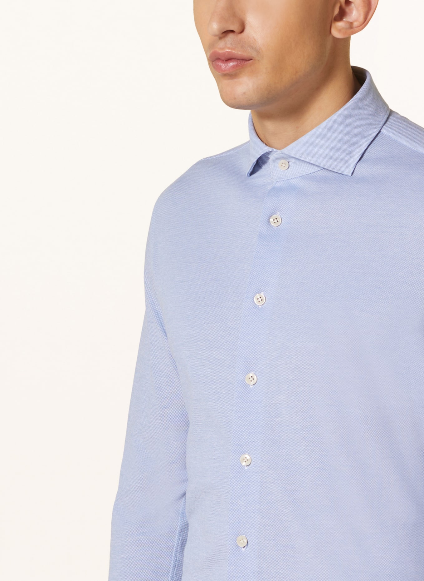 PROFUOMO Piqué shirt slim fit, Color: LIGHT BLUE (Image 4)