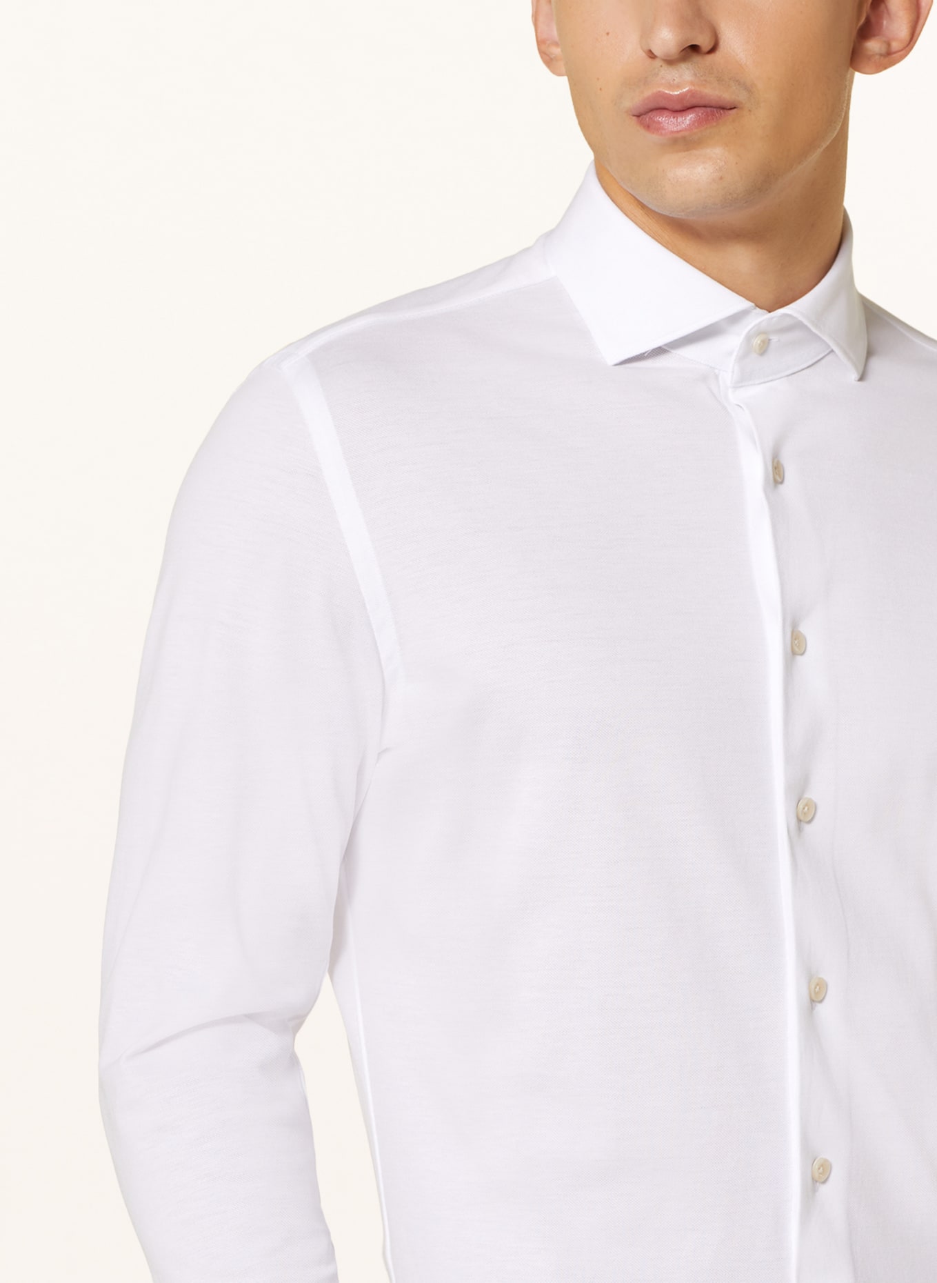 PROFUOMO Piqué shirt slim fit, Color: WHITE (Image 4)