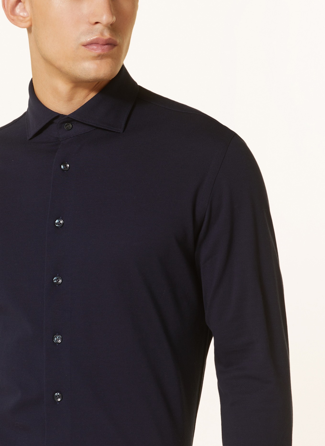 PROFUOMO Piqué shirt slim fit, Color: DARK BLUE (Image 4)