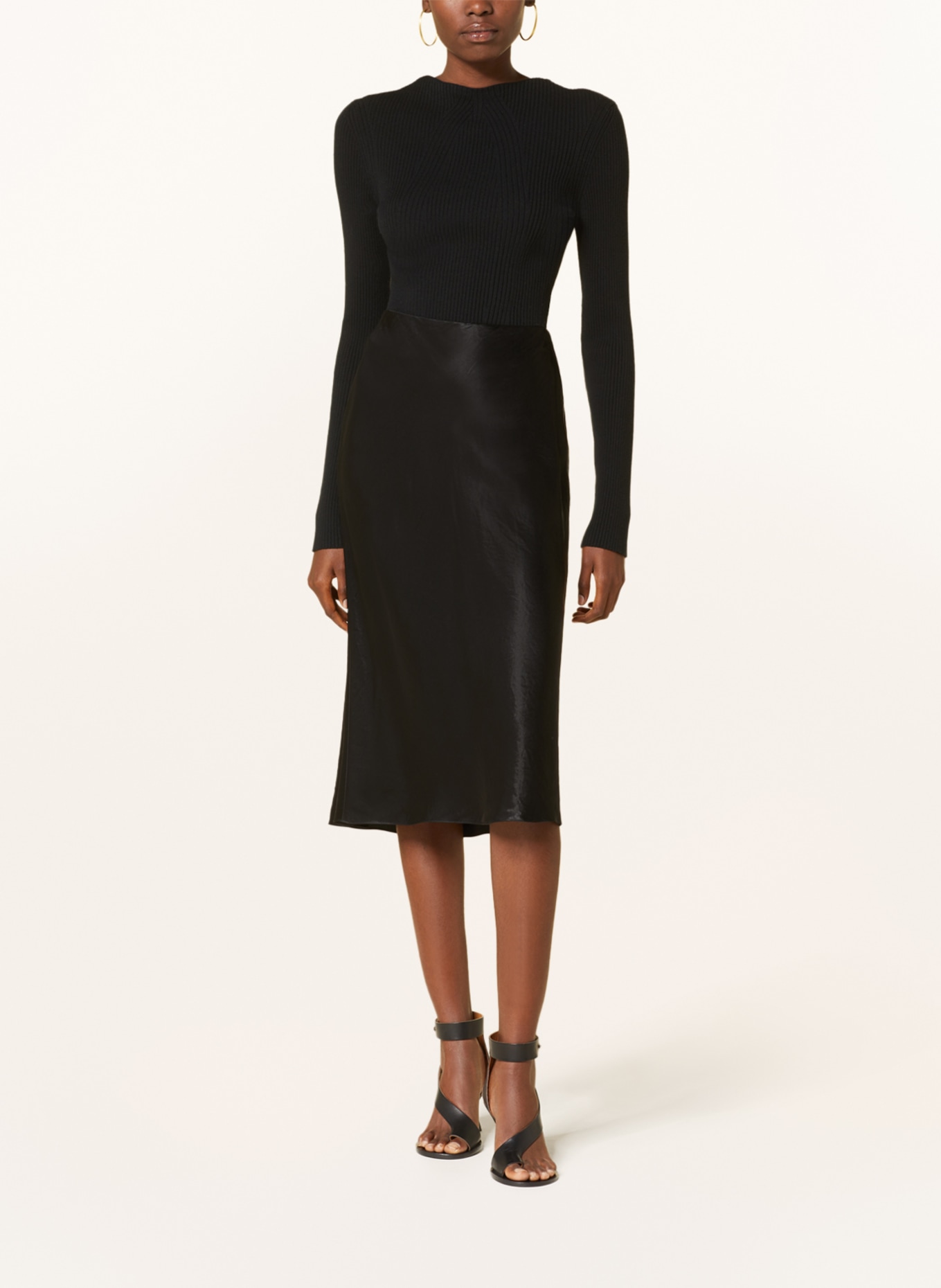 VINCE Satin skirt, Color: BLACK (Image 2)