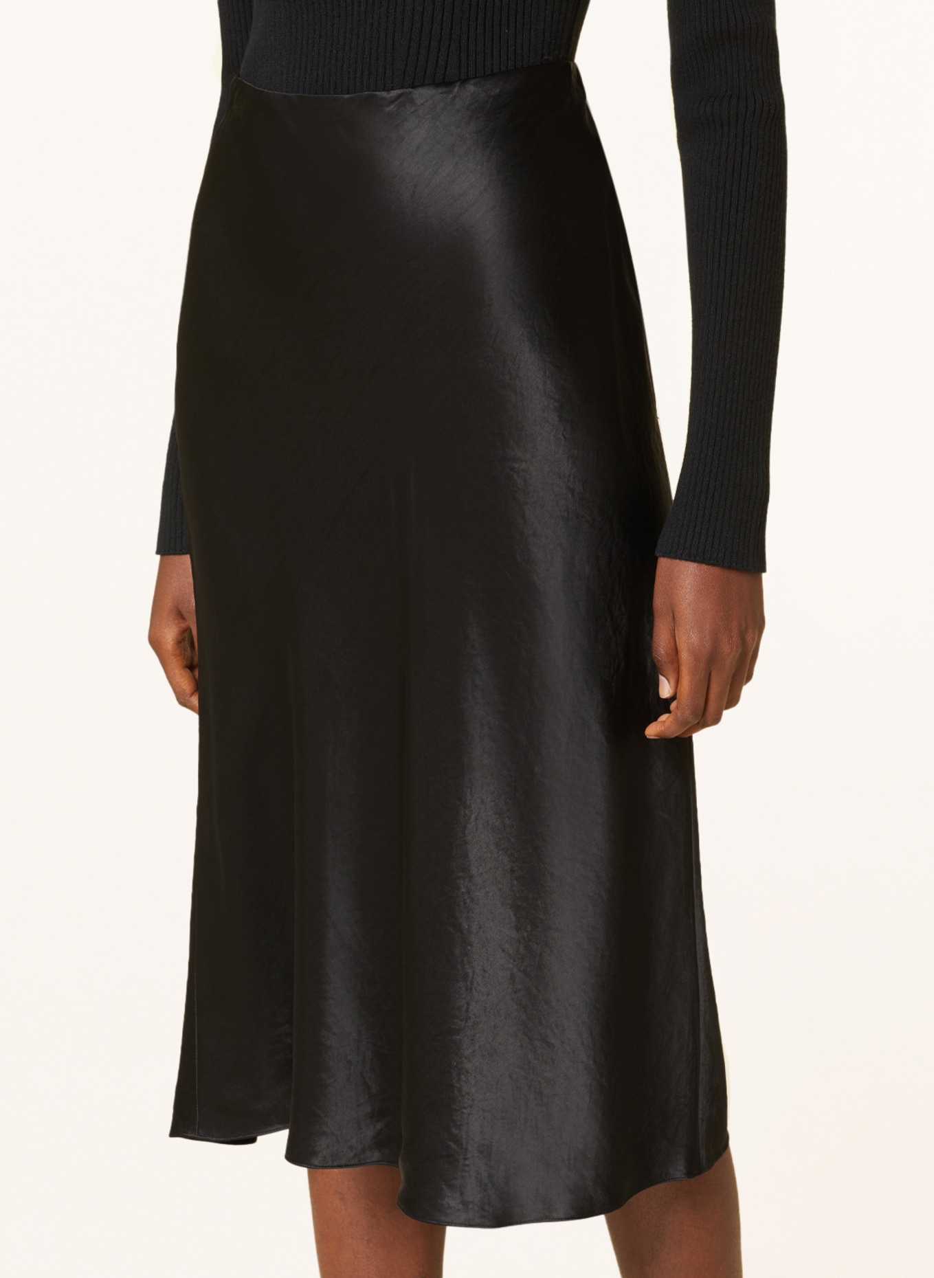 VINCE Satin skirt, Color: BLACK (Image 4)