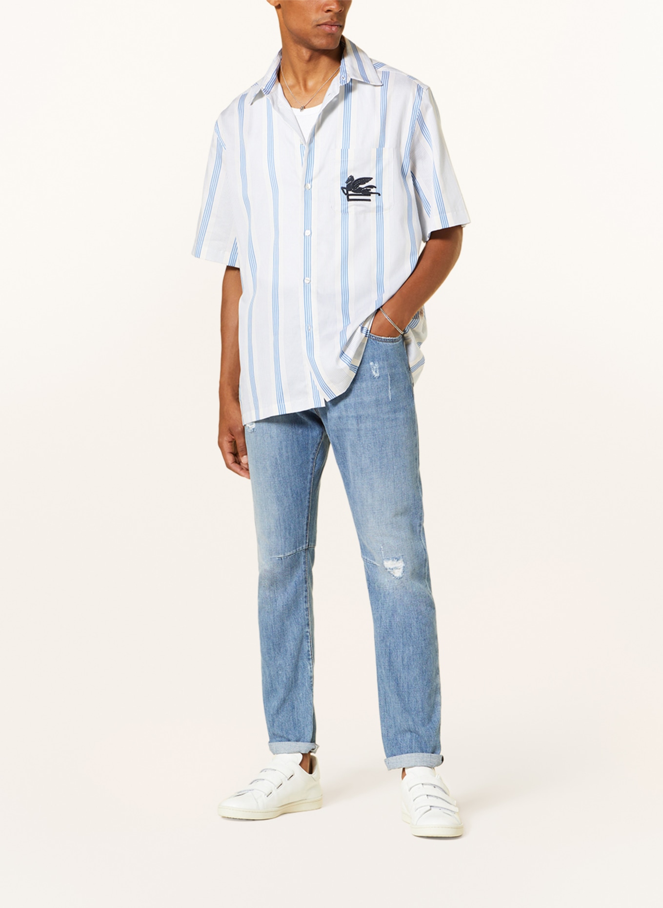ETRO Short sleeve shirt comfort fit, Color: WHITE/ BLUE (Image 2)