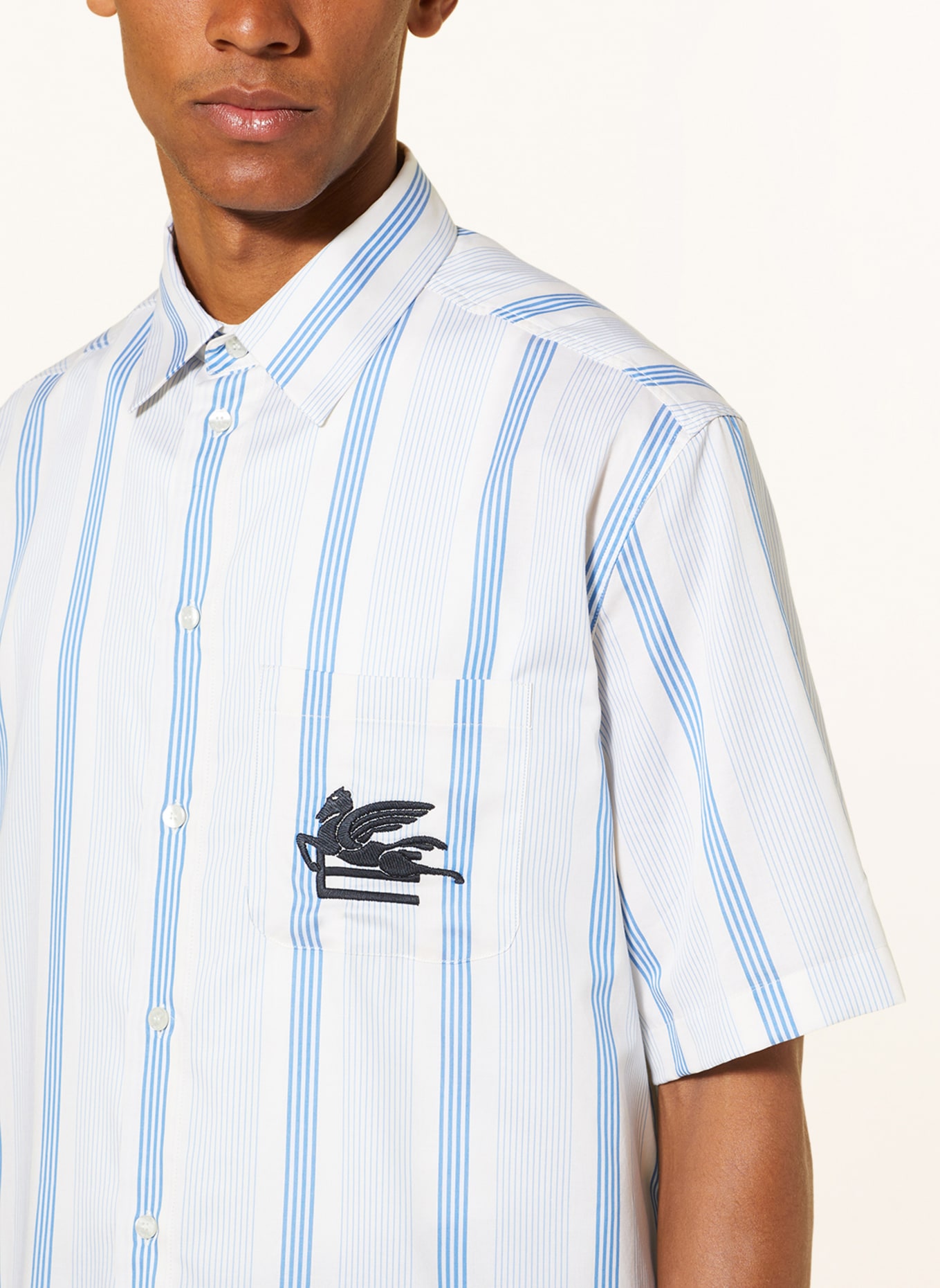 ETRO Short sleeve shirt comfort fit, Color: WHITE/ BLUE (Image 4)