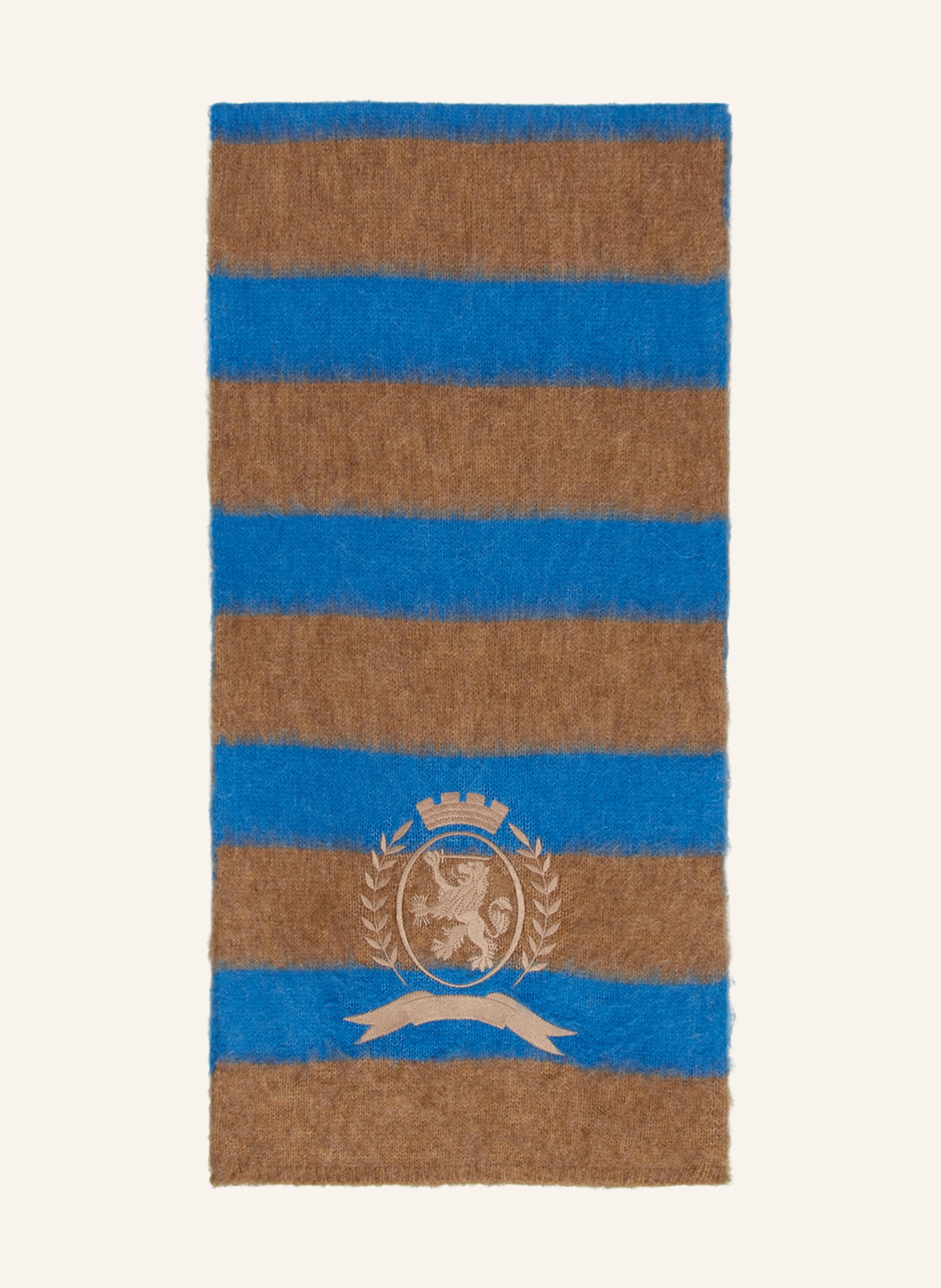 TOMMY HILFIGER Scarf with alpaca, Color: LIGHT BROWN/ NEON BLUE (Image 1)