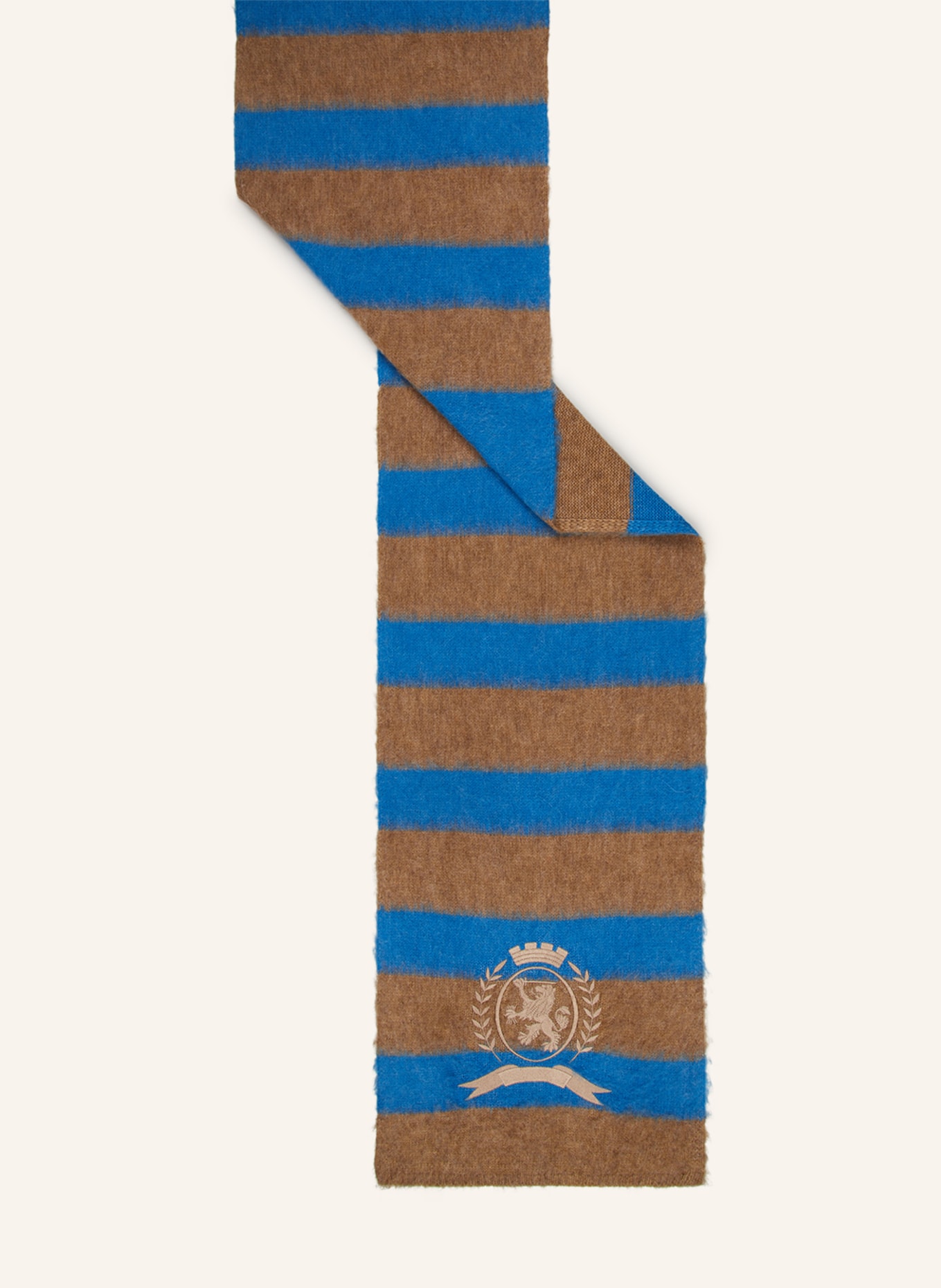 TOMMY HILFIGER Scarf with alpaca, Color: LIGHT BROWN/ NEON BLUE (Image 2)