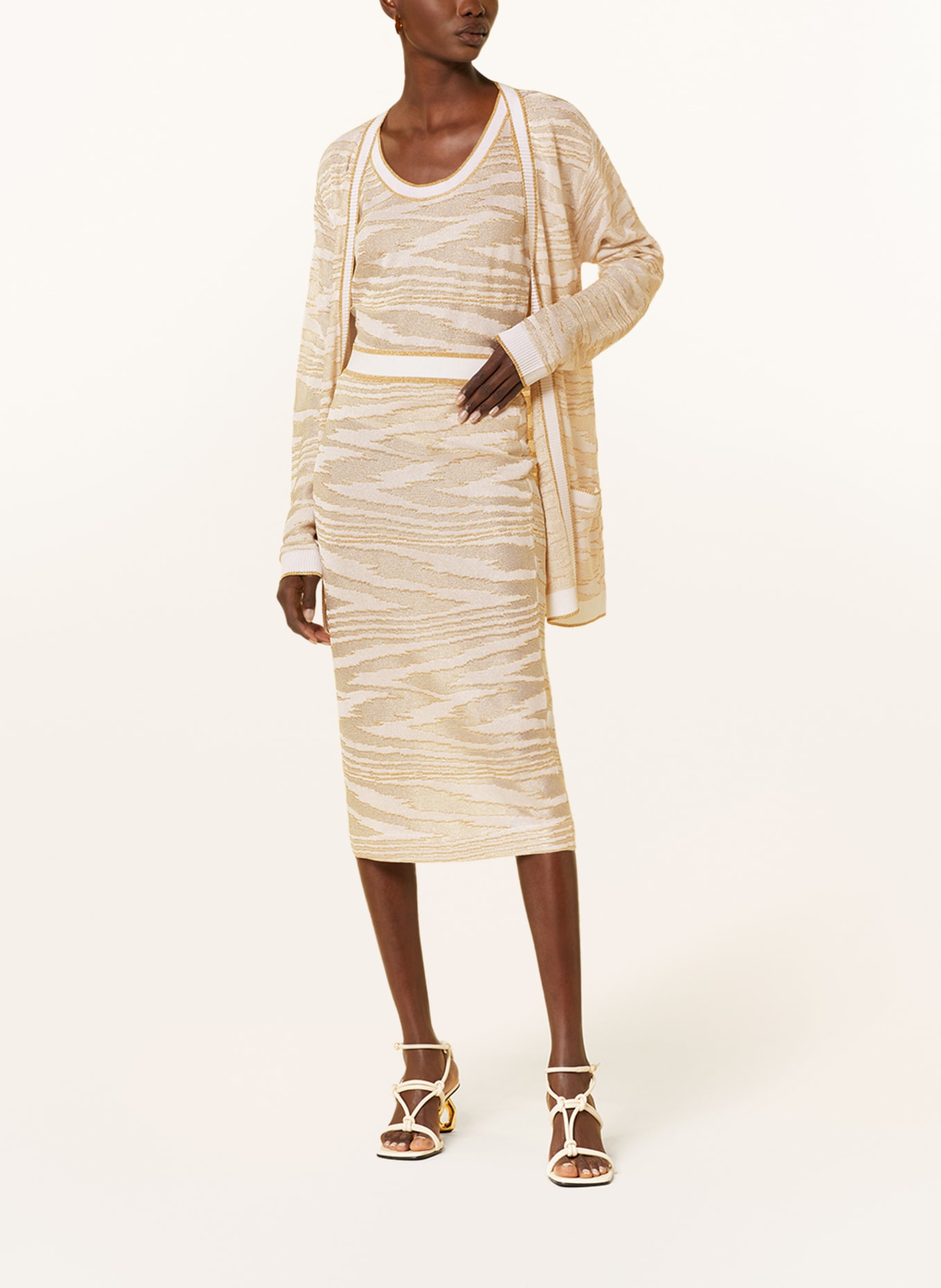 MISSONI Knit skirt with glitter thread, Color: CREAM/ GOLD (Image 2)