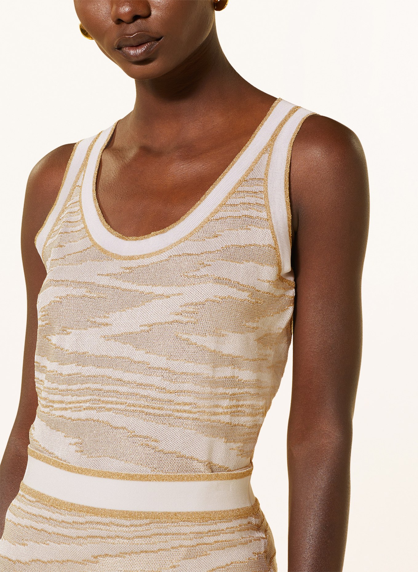 MISSONI Knit top with glitter thread, Color: WHITE/ GOLD (Image 4)