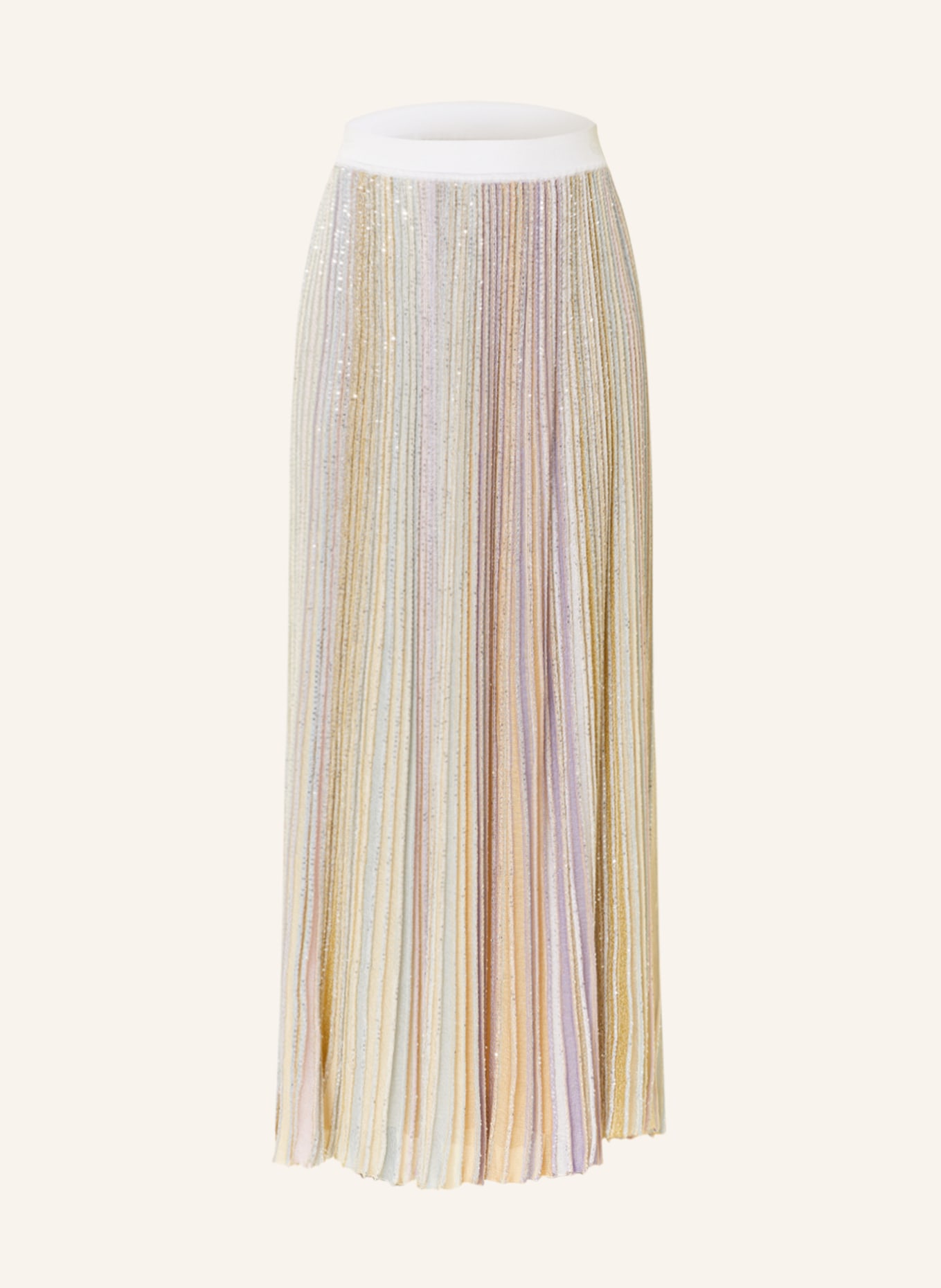 MISSONI Knit skirt with glitter thread and sequins, Color: WHITE/ LIGHT PURPLE/ LIGHT BLUE (Image 1)