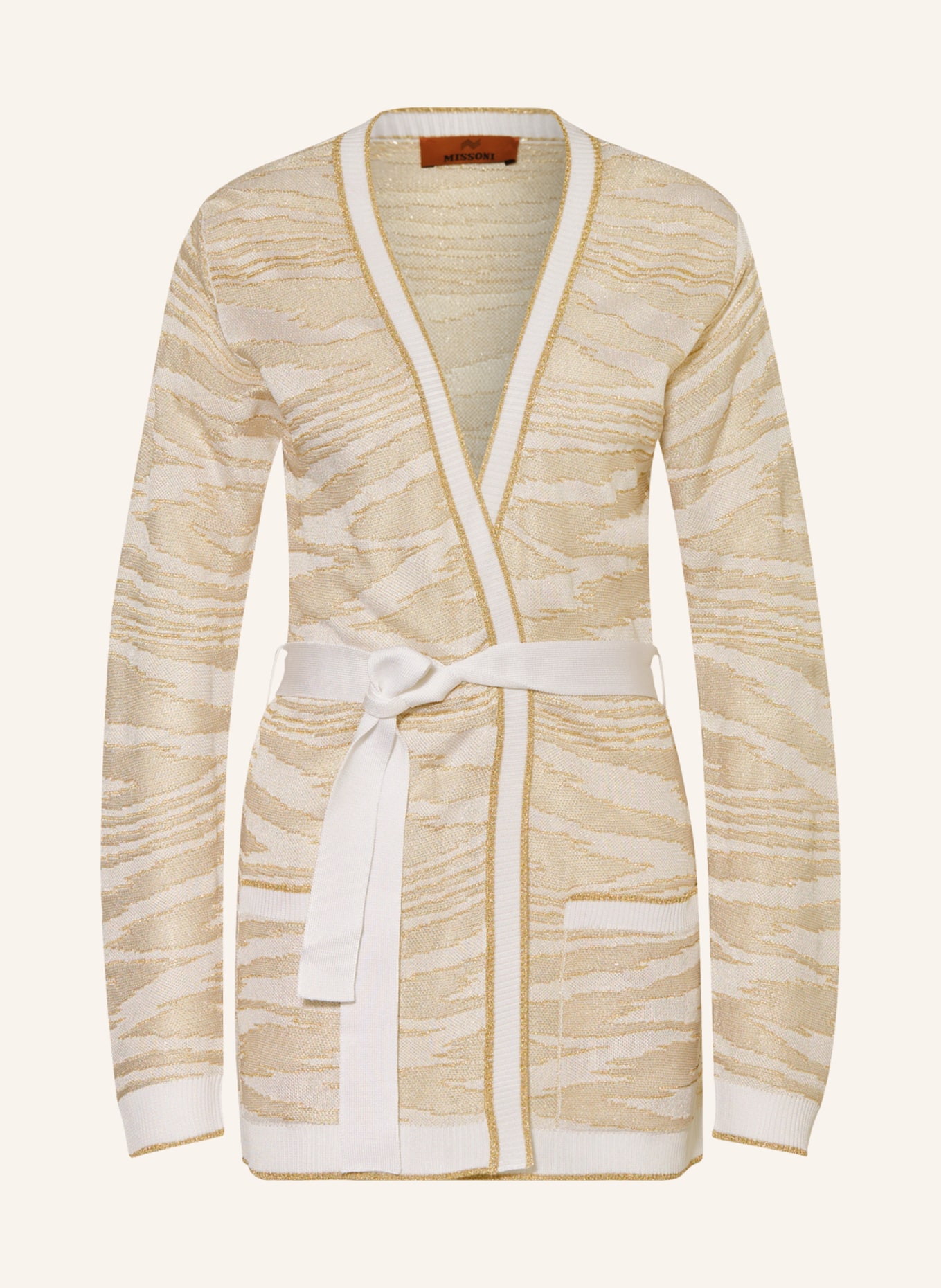 MISSONI Knit cardigan with glitter thread, Color: WHITE/ GOLD (Image 1)