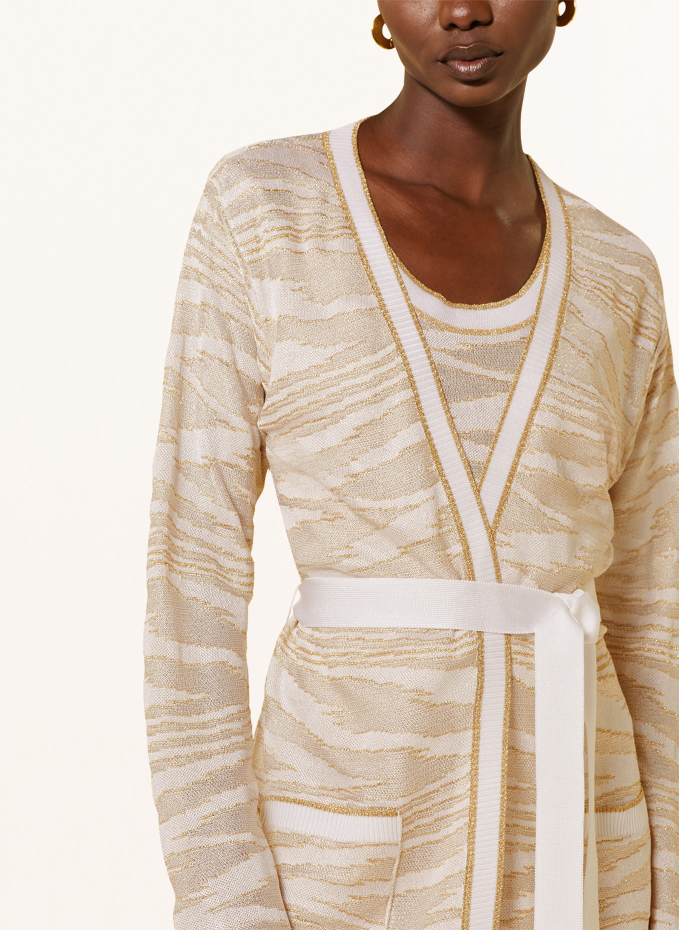 MISSONI Knit cardigan with glitter thread, Color: WHITE/ GOLD (Image 4)