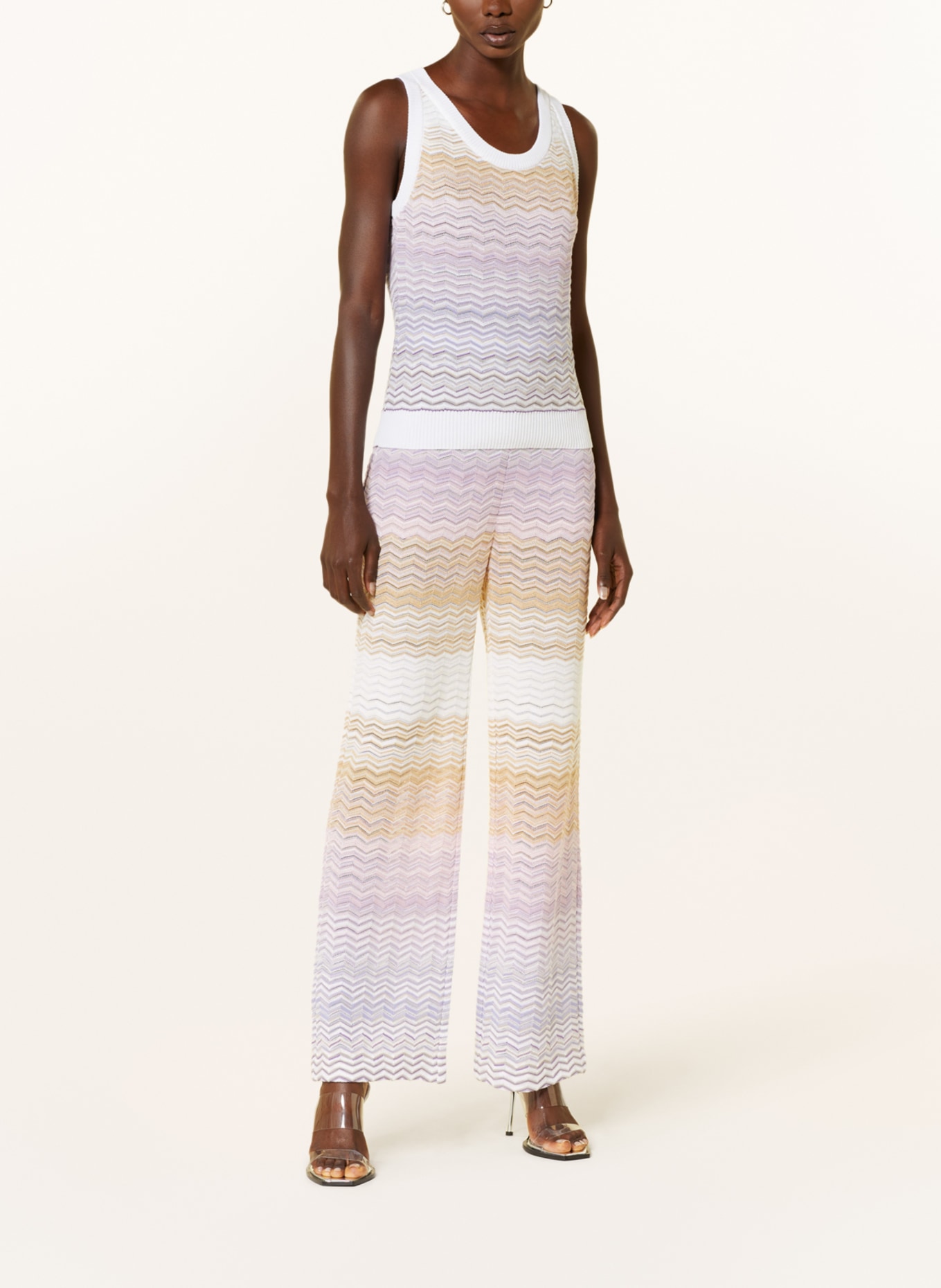 MISSONI Knit trousers, Color: CREAM/ LIGHT PURPLE/ DARK YELLOW (Image 2)