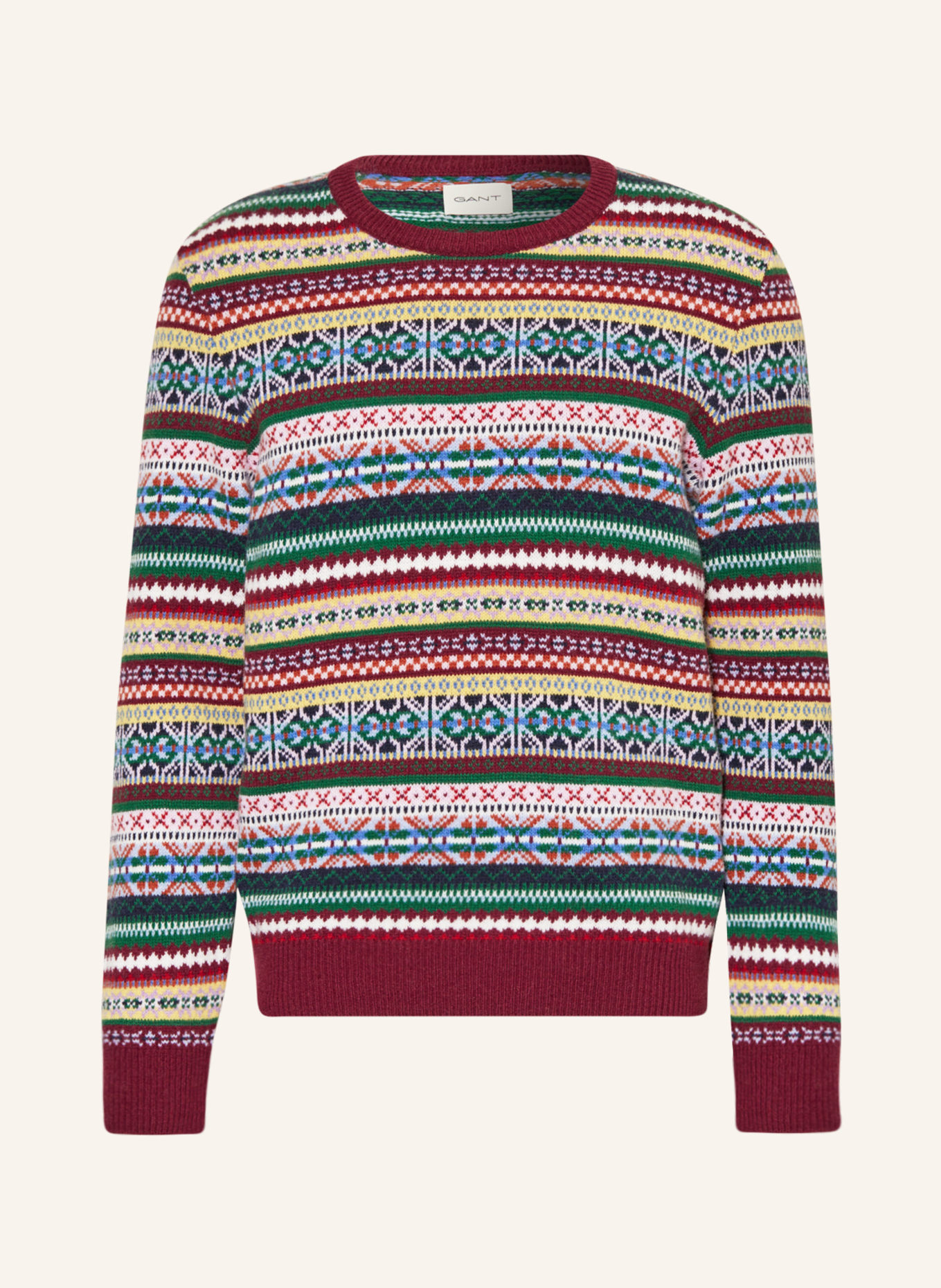 GANT Sweater, Color: DARK RED/ YELLOW/ GREEN (Image 1)