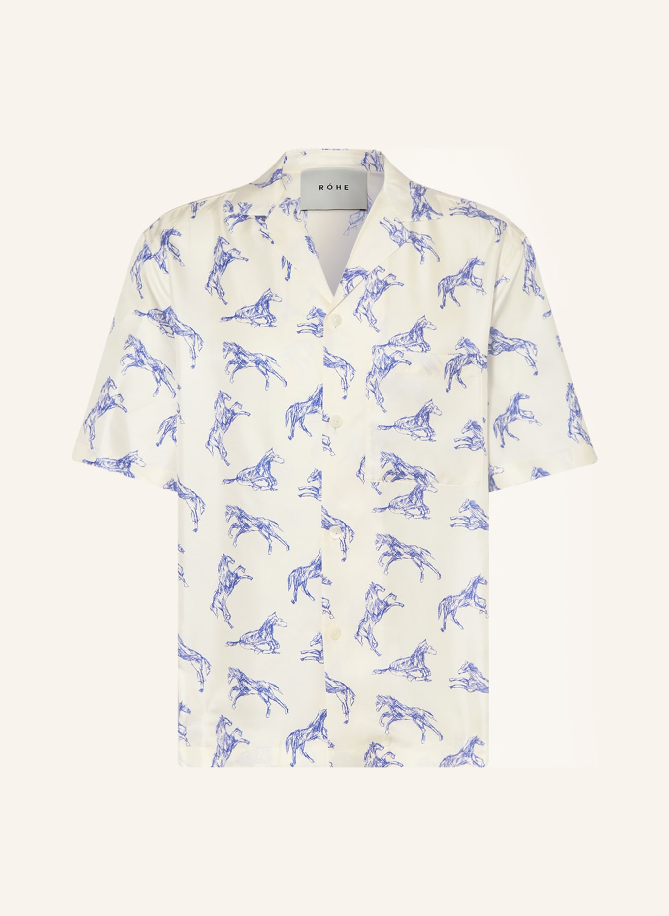 RÓHE Resort shirt comfort fit in silk, Color: WHITE/ BLUE (Image 1)