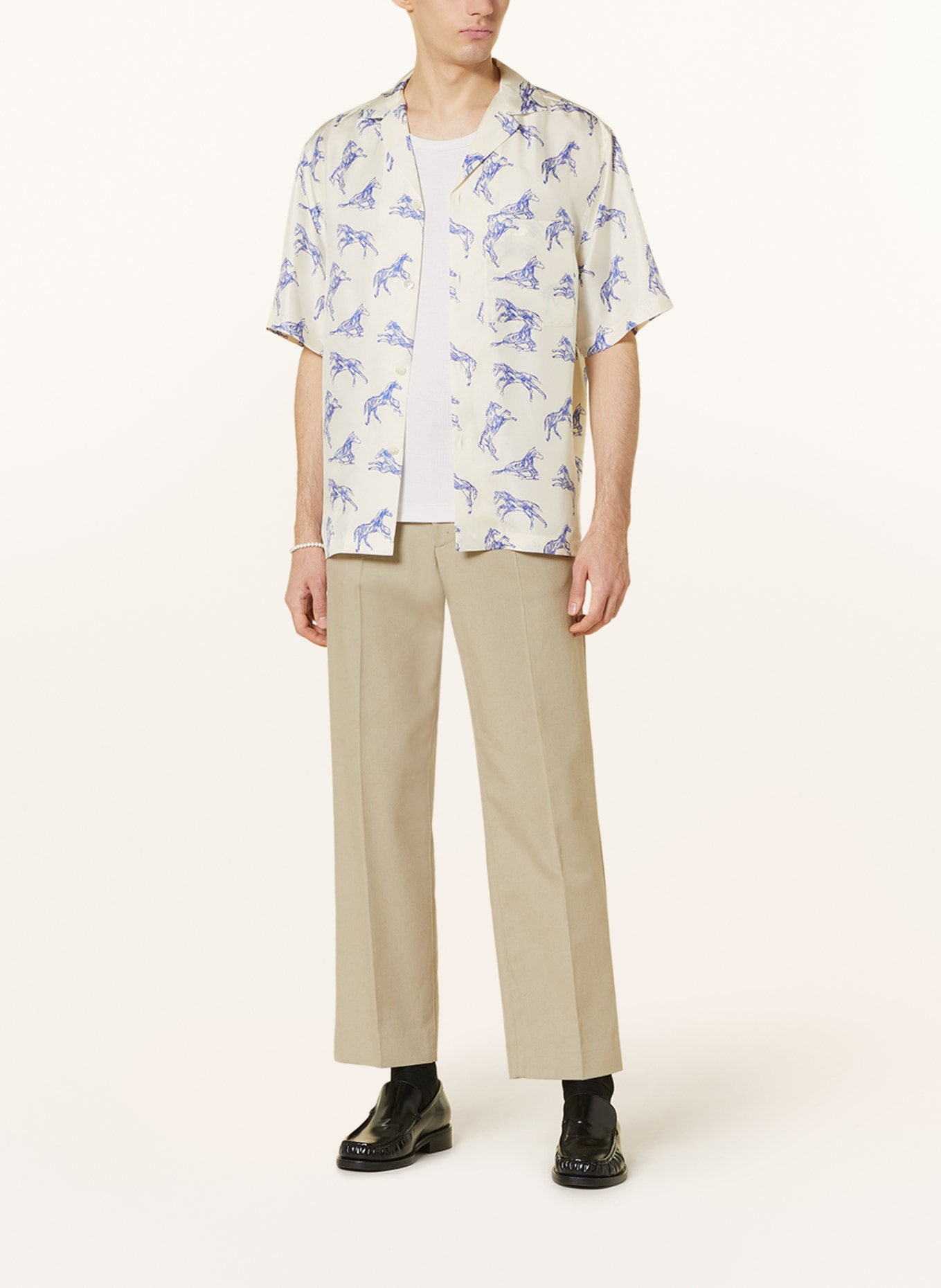 RÓHE Resort shirt comfort fit in silk, Color: WHITE/ BLUE (Image 2)