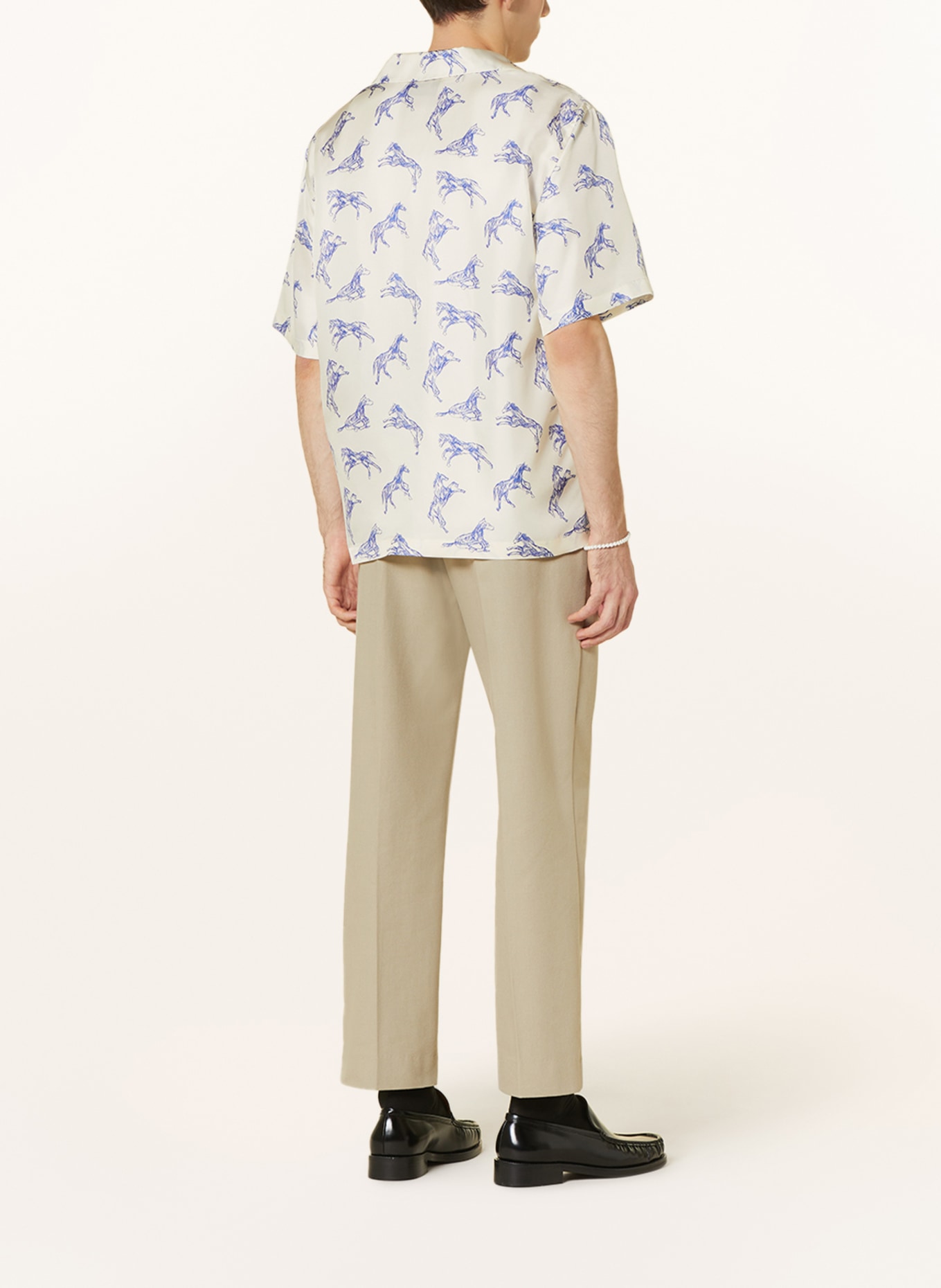 RÓHE Resort shirt comfort fit in silk, Color: WHITE/ BLUE (Image 3)