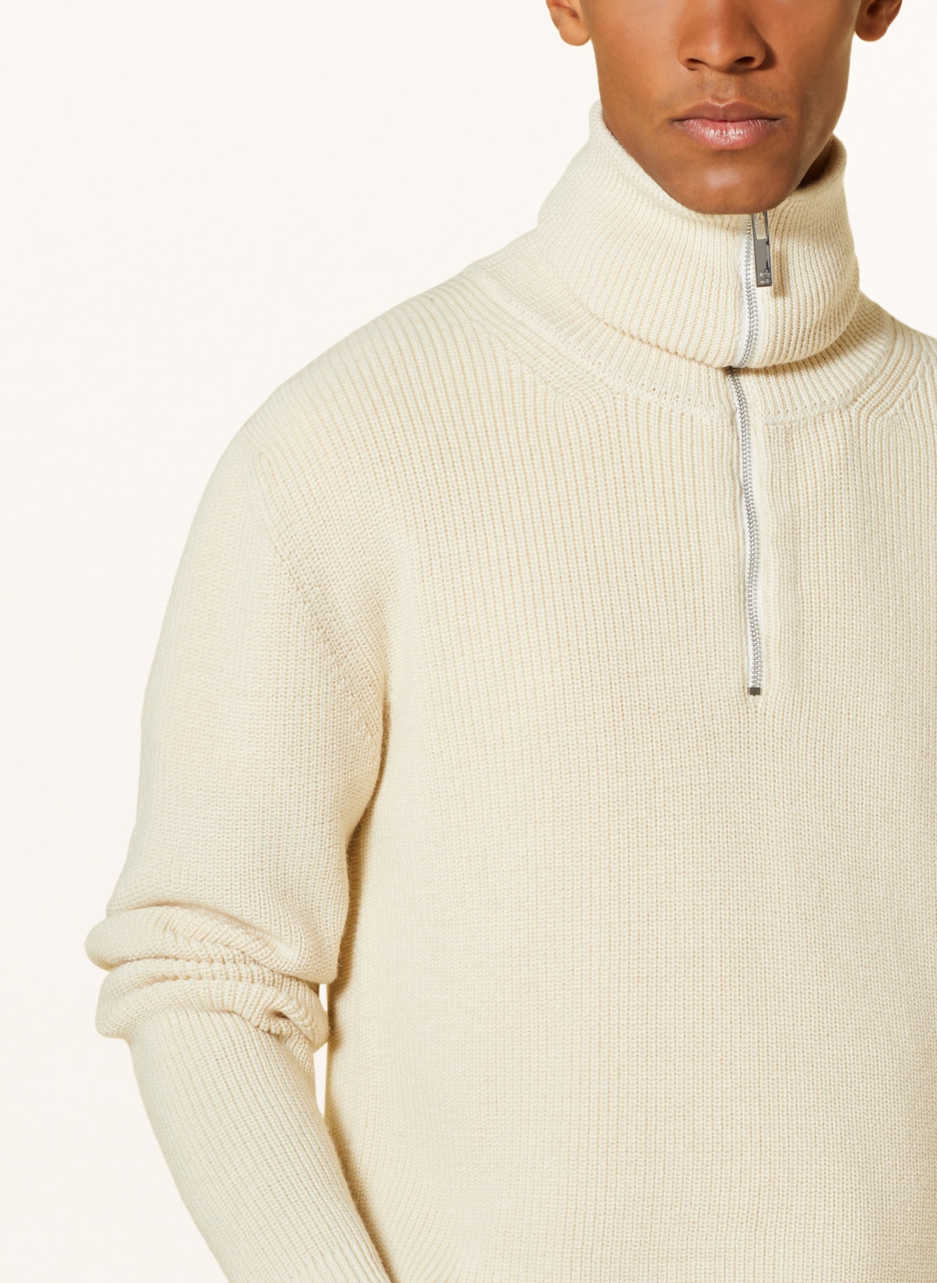 RÓHE Half-zip sweater, Color: CREAM (Image 4)