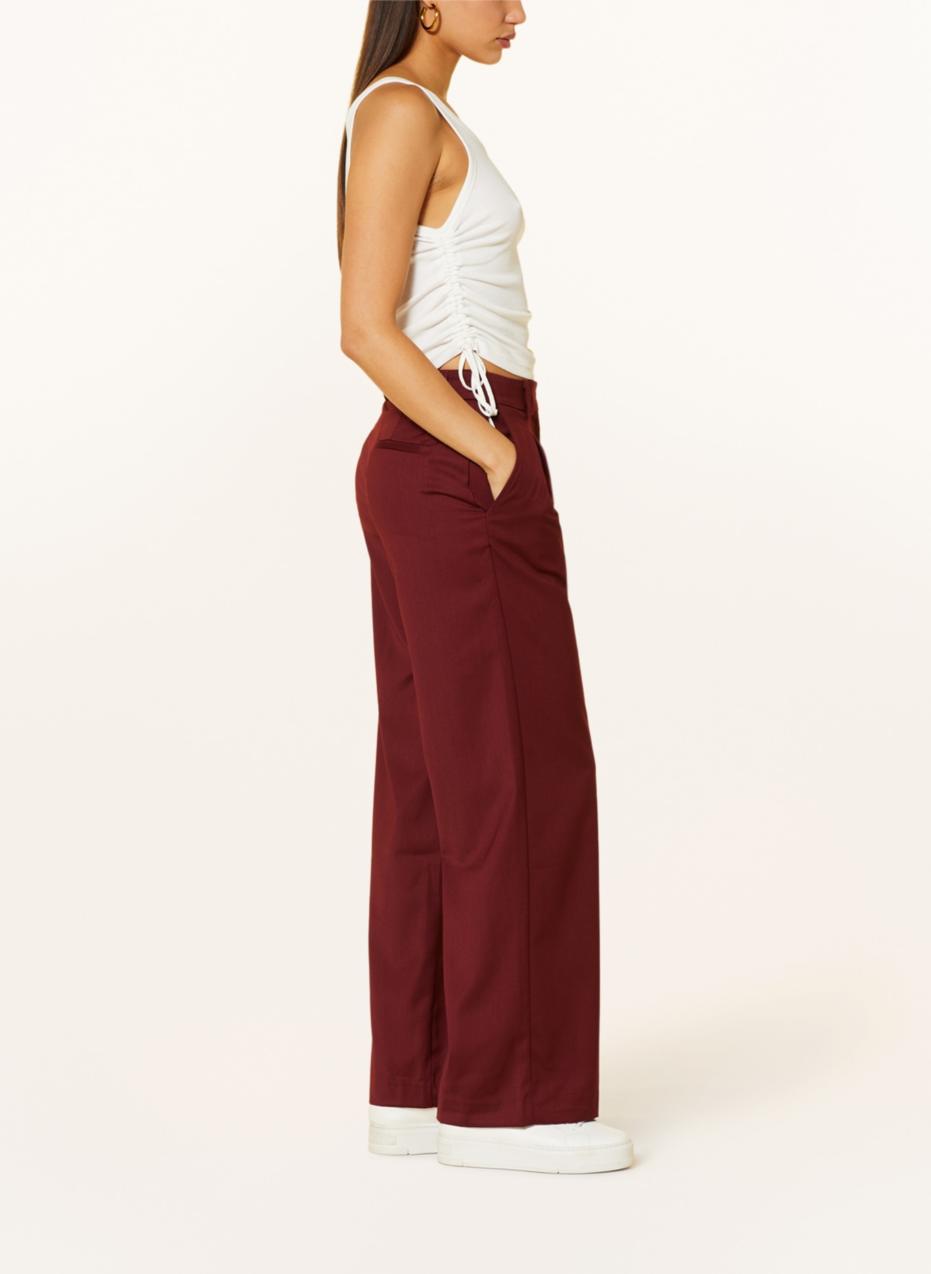 MRS & HUGS Wide leg trousers, Color: DARK RED (Image 4)