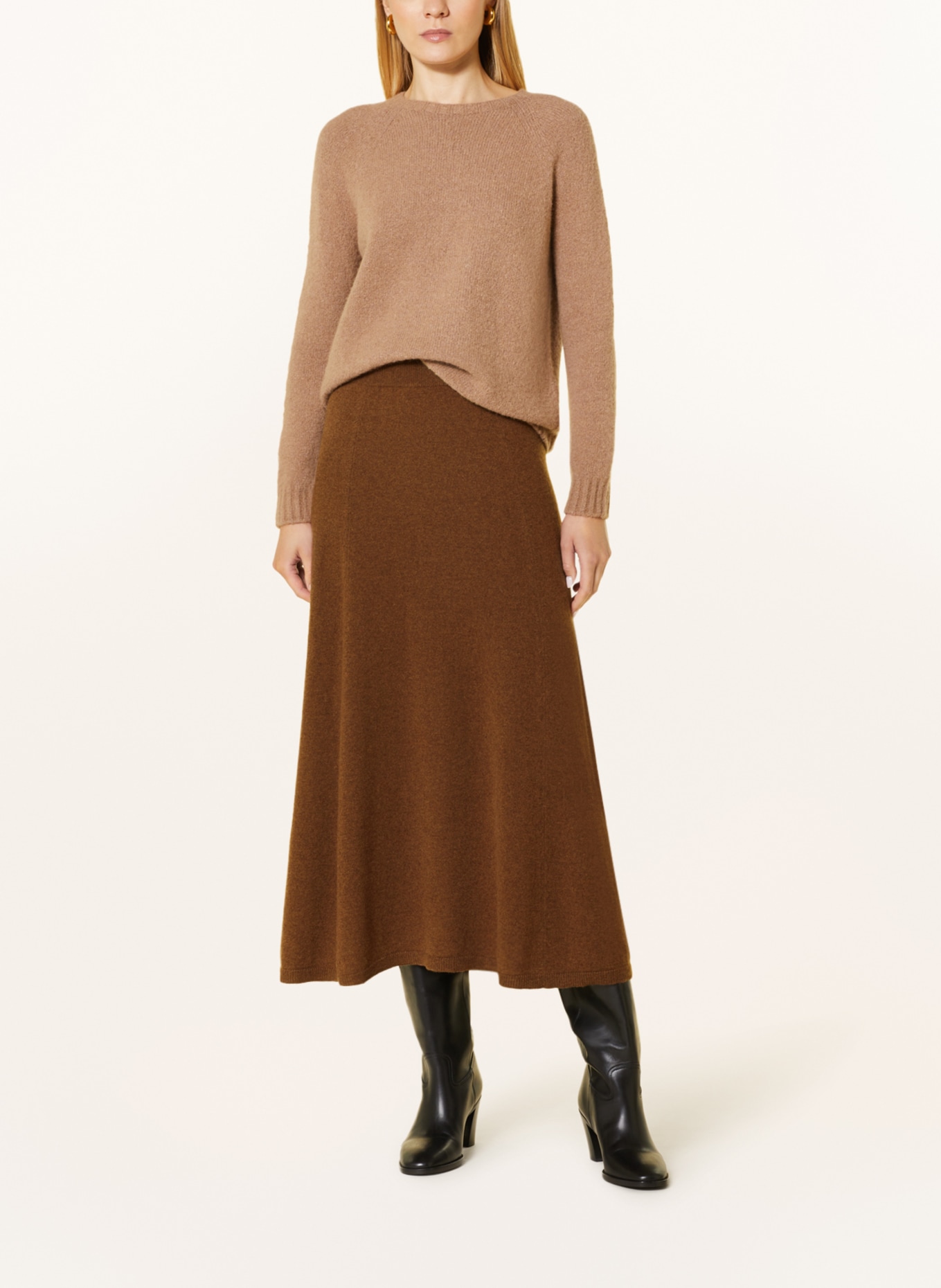 (THE MERCER) N.Y. Knit skirt in cashmere, Color: BROWN (Image 2)